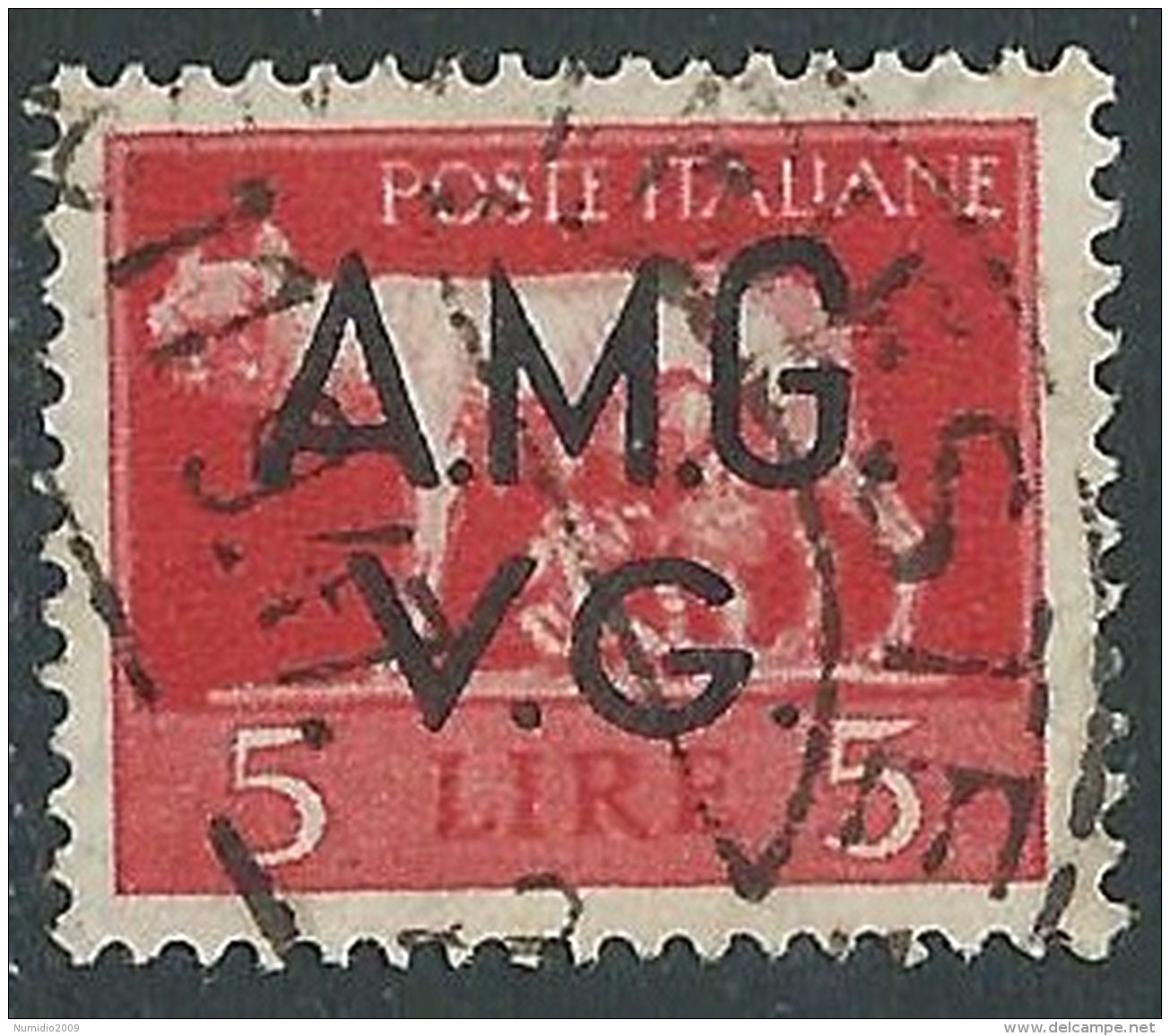 1945-47 TRIESTE AMG VG USATO LUPA 5 LIRE - L10 - Gebraucht