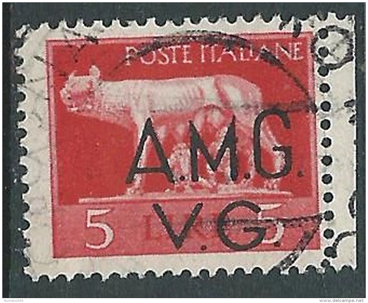 1945-47 TRIESTE AMG VG USATO LUPA 5 LIRE - L12 - Used