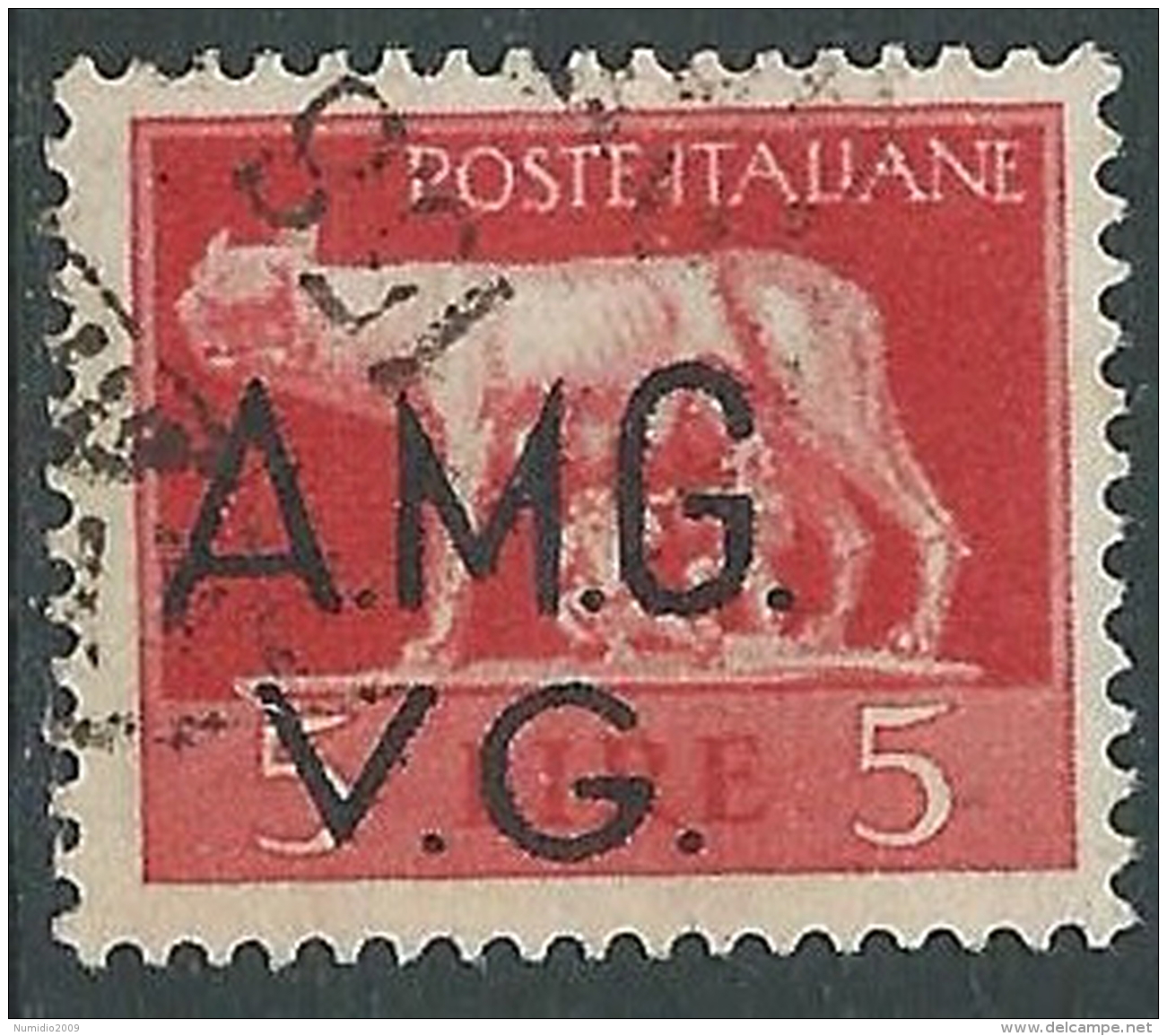 1945-47 TRIESTE AMG VG USATO LUPA 5 LIRE - L14 - Usati