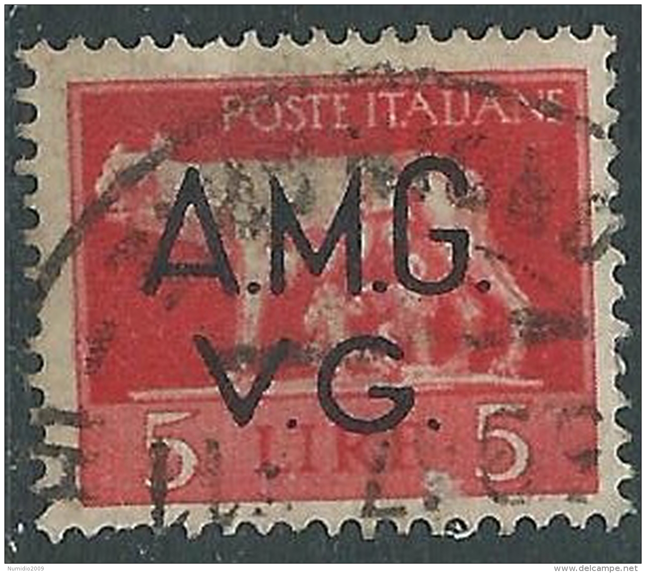 1945-47 TRIESTE AMG VG USATO LUPA 5 LIRE - L18 - Used