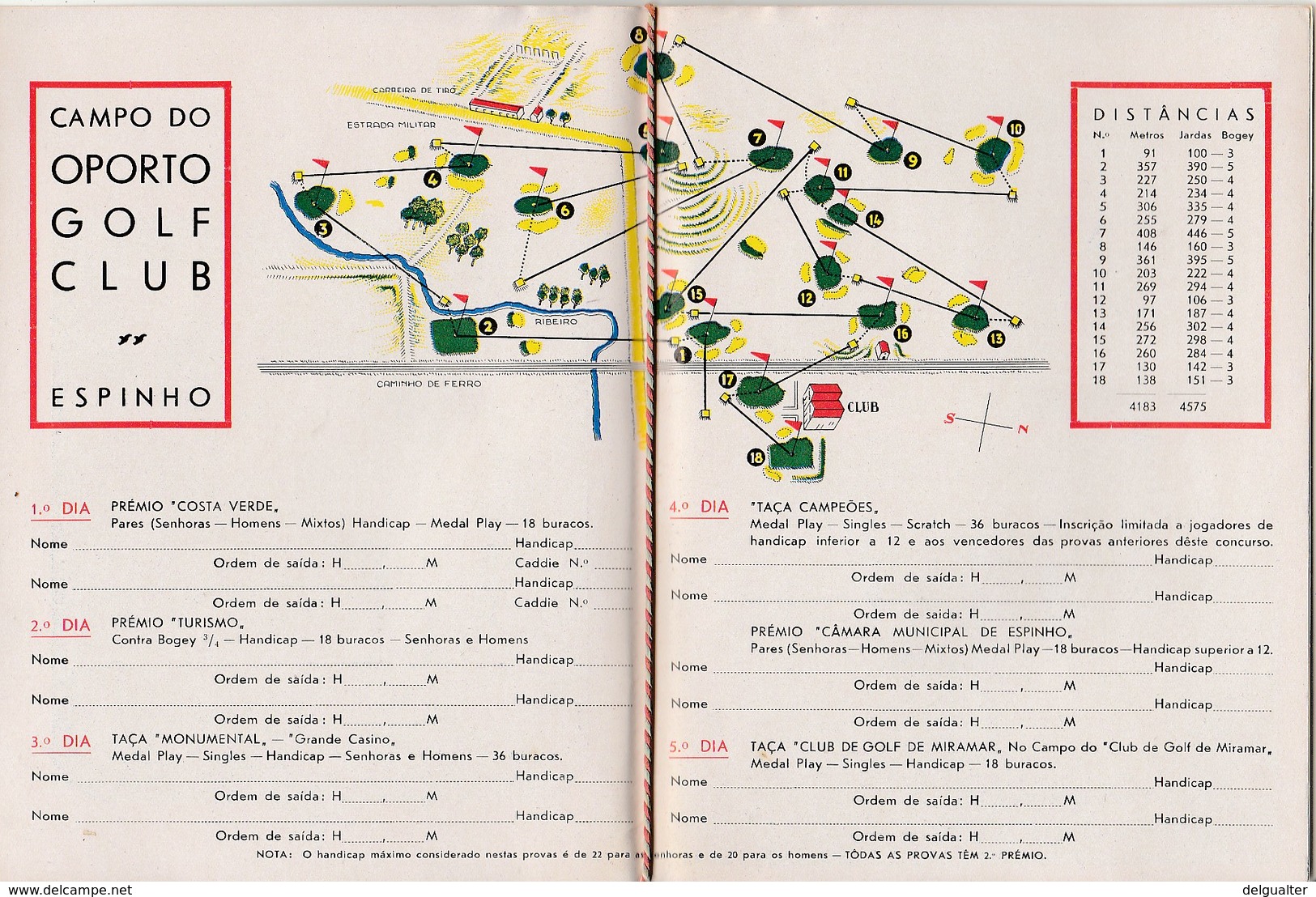 Program * Portugal * Campo De Espinho * 1944 * Torneio Internacional De Golf - Programme