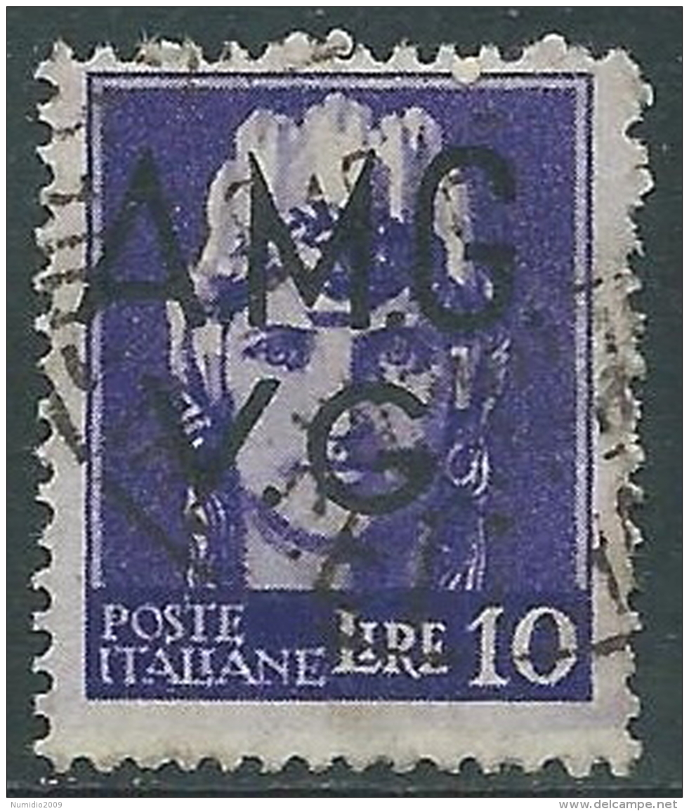 1945-47 TRIESTE AMG VG USATO IMPERIALE 10 LIRE - L27 - Afgestempeld