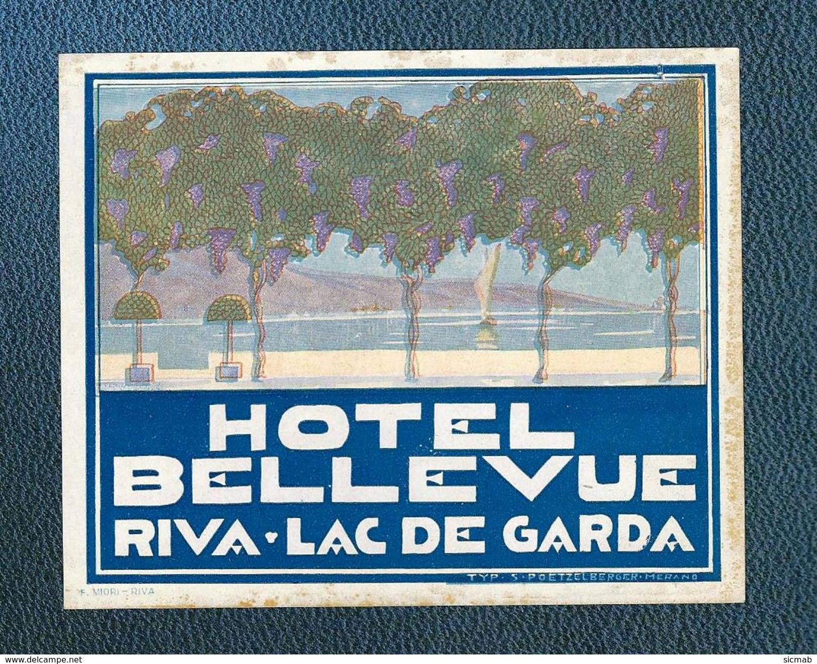 Belle étiquette Autocollante (années 30-40)  Hôtel BELLEVUE à RIVA,Lac De GARDE, ITALIE - Etiquettes D'hotels