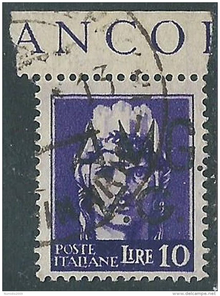 1945-47 TRIESTE AMG VG USATO IMPERIALE 10 LIRE - L30 - Afgestempeld