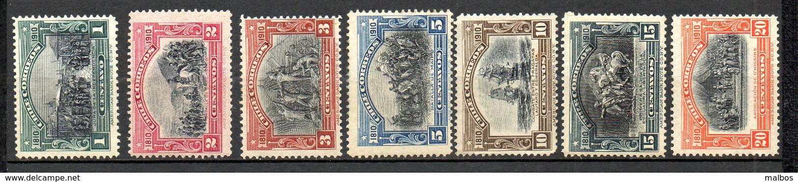 CHILI 1910 (**) & ( * )     Y&T N° 71 To 79 (except 76) - Chile