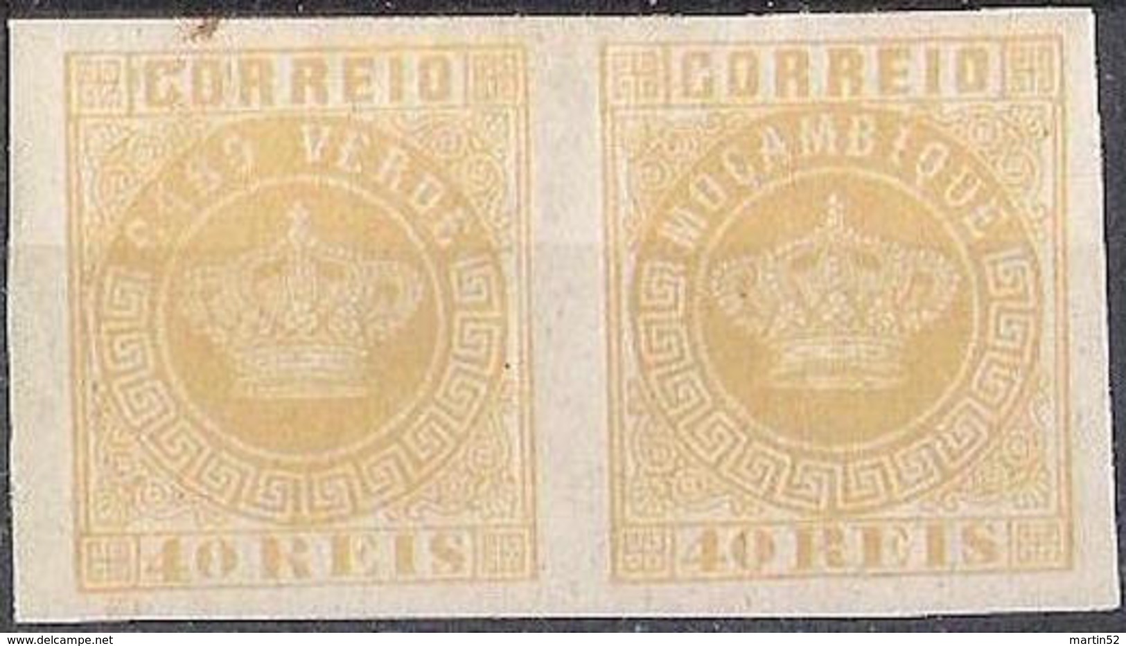 Se-tenant Pair Of Cabo Verde & Moçambique 40 REIS Of 1885 Michel-N° 13F * MH - Cap Vert