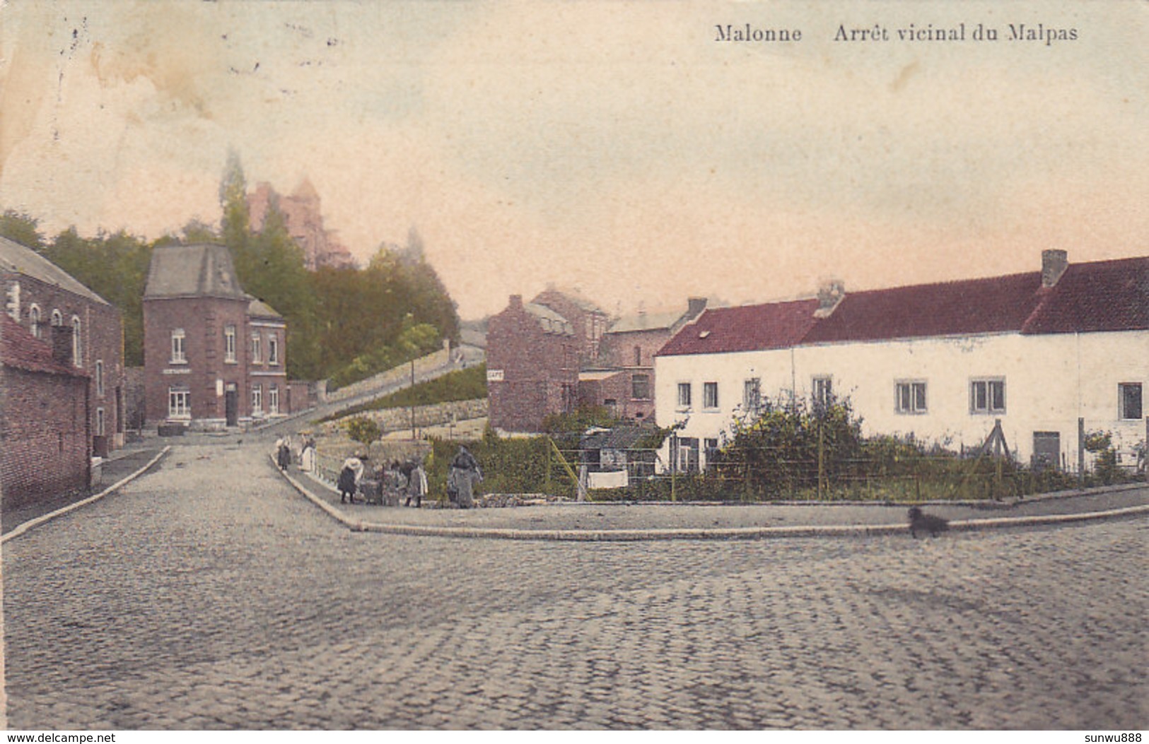 Malonne - Arrêt Vicinal Du Malpas (animée, Colorisée, Edit Victor Gillain, 1914) - Namur