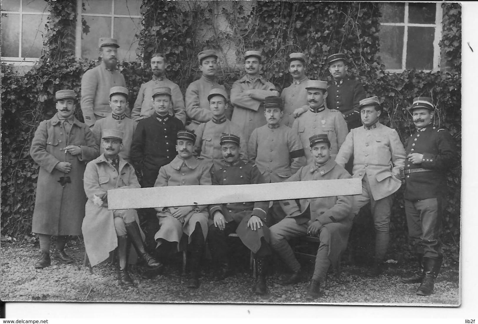 1915 Groupe De Secrétaires D'états Majors Français Du 6è, 20è Et 106è R.I  Feuille De Vigne Cache Sexe Carte Photo - Guerre, Militaire