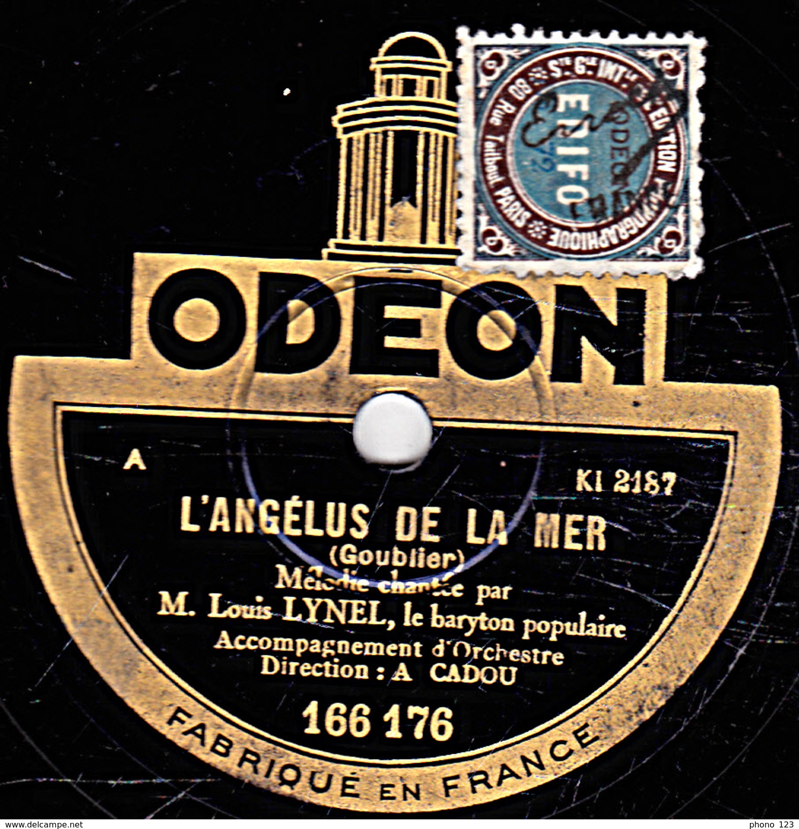 78 T - 25 Cm.- état B - Louis LYNEL - L'ANGELUS DE LA MER - LES RAMEAUX - 78 T - Disques Pour Gramophone