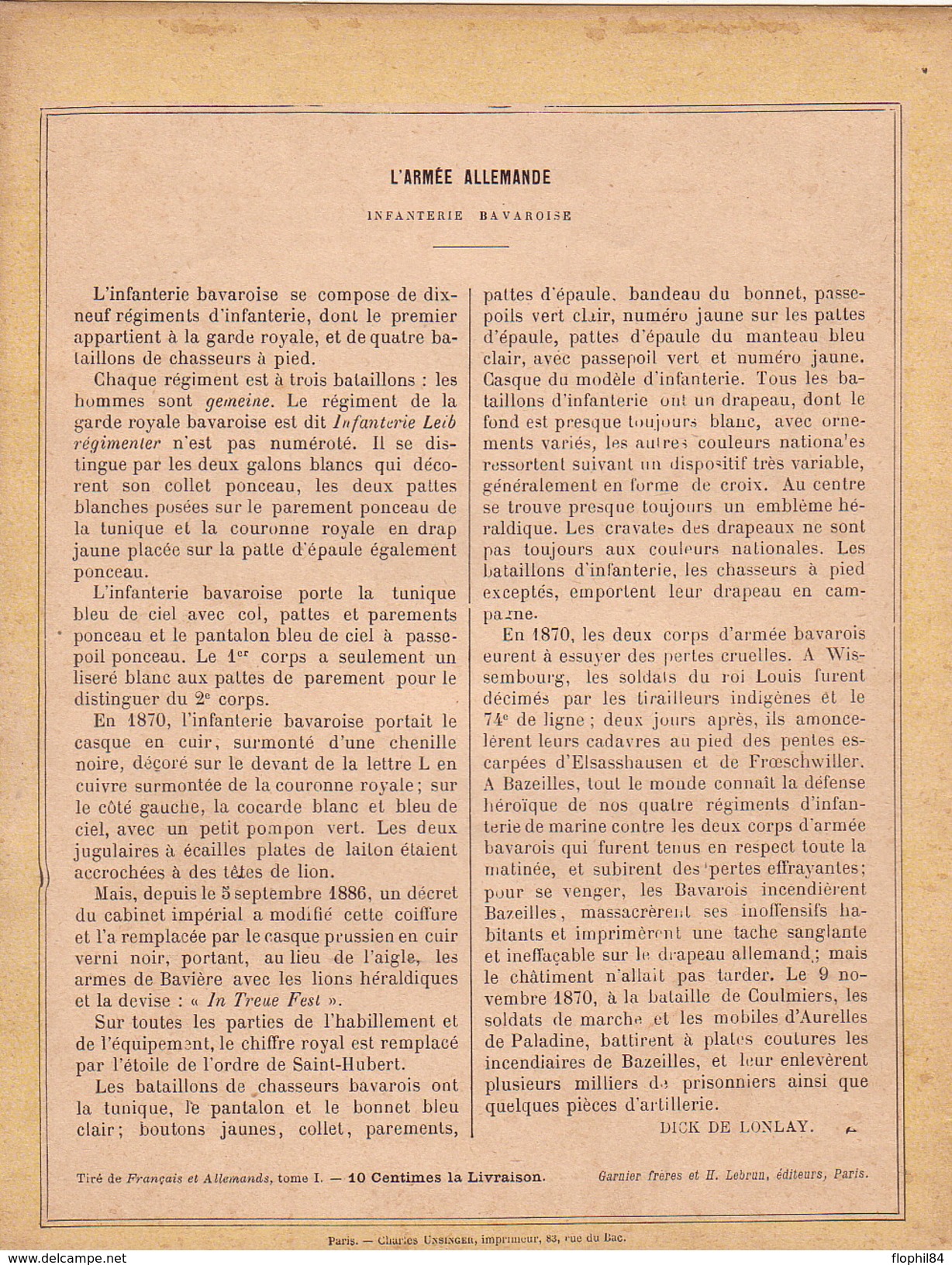 GUERRE DE 1870-1871 - PROTEGE CAHIER - RECITS PATRIOTIQUES - INFANTERIE BAVAROISE - L'ARMEE ALLEMANDE. - Protège-cahiers