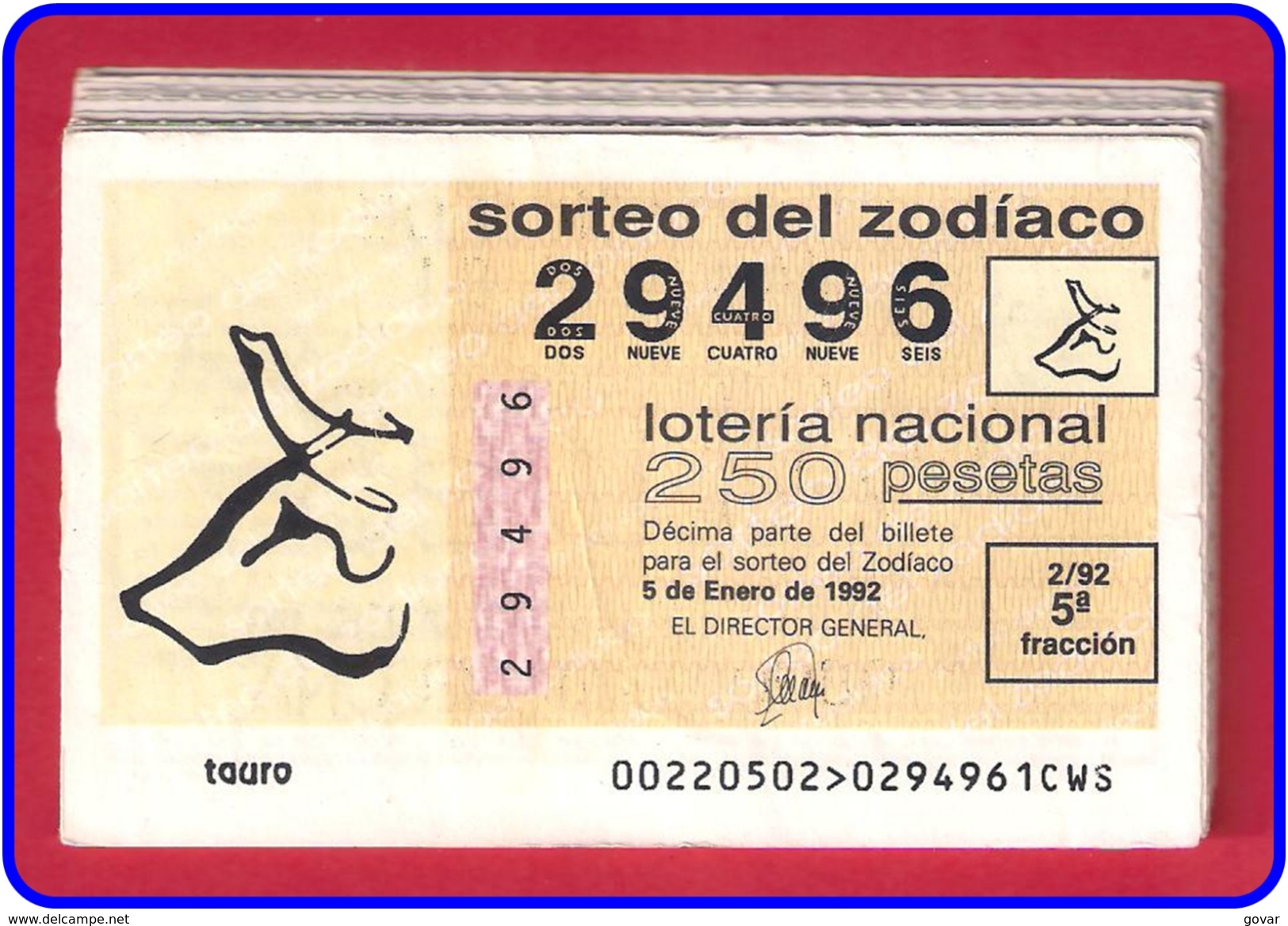 AÑO 1992 COMPLETO DE LOTERIA NACIONAL DEL ZODIACO - Billetes De Lotería