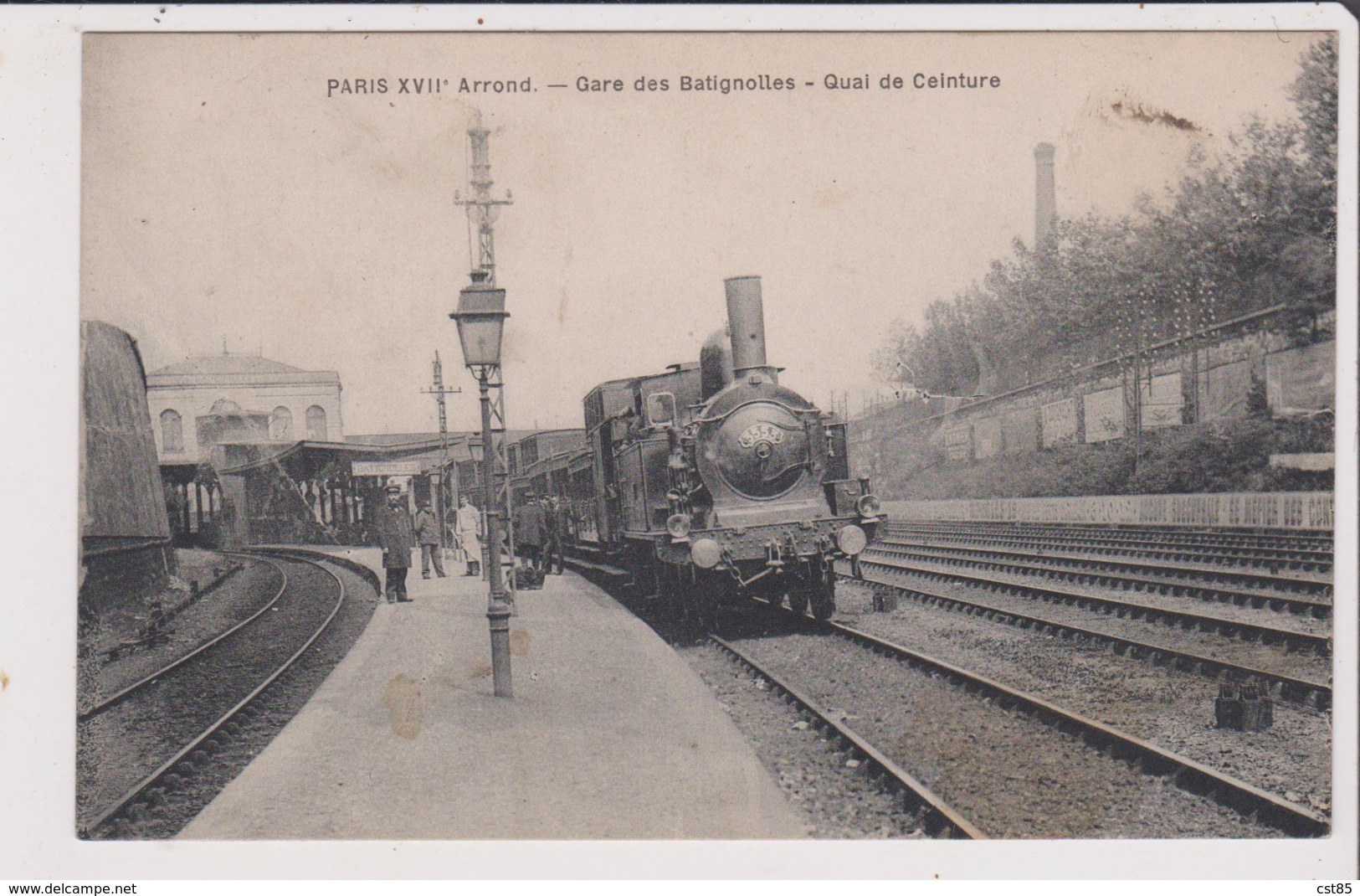 CPA -  PARIS XVIIe - Gare Des Batignolles - Quai De Ceinture - Locomotive A Vapeurs 3553 - Gros Plan - District 17