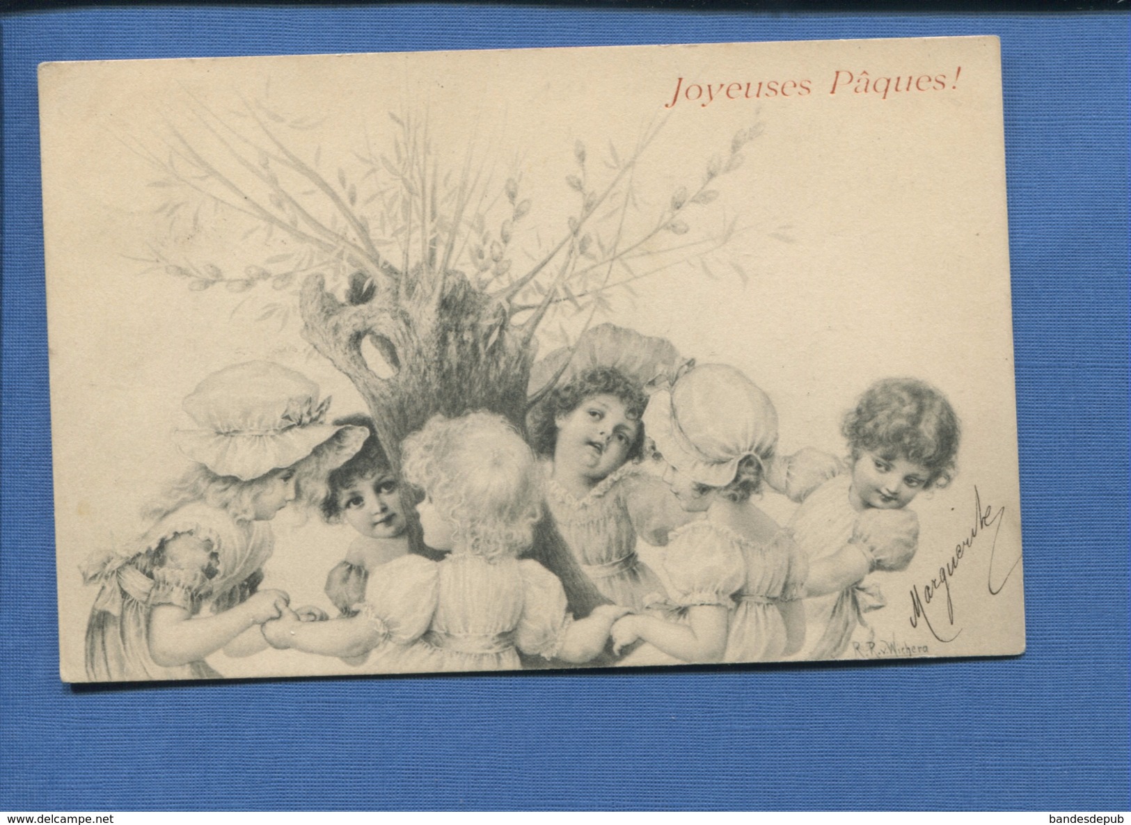 Wichera PAQUES Jolie CARTE RONDE ENFANTS VIENNE - Wichera