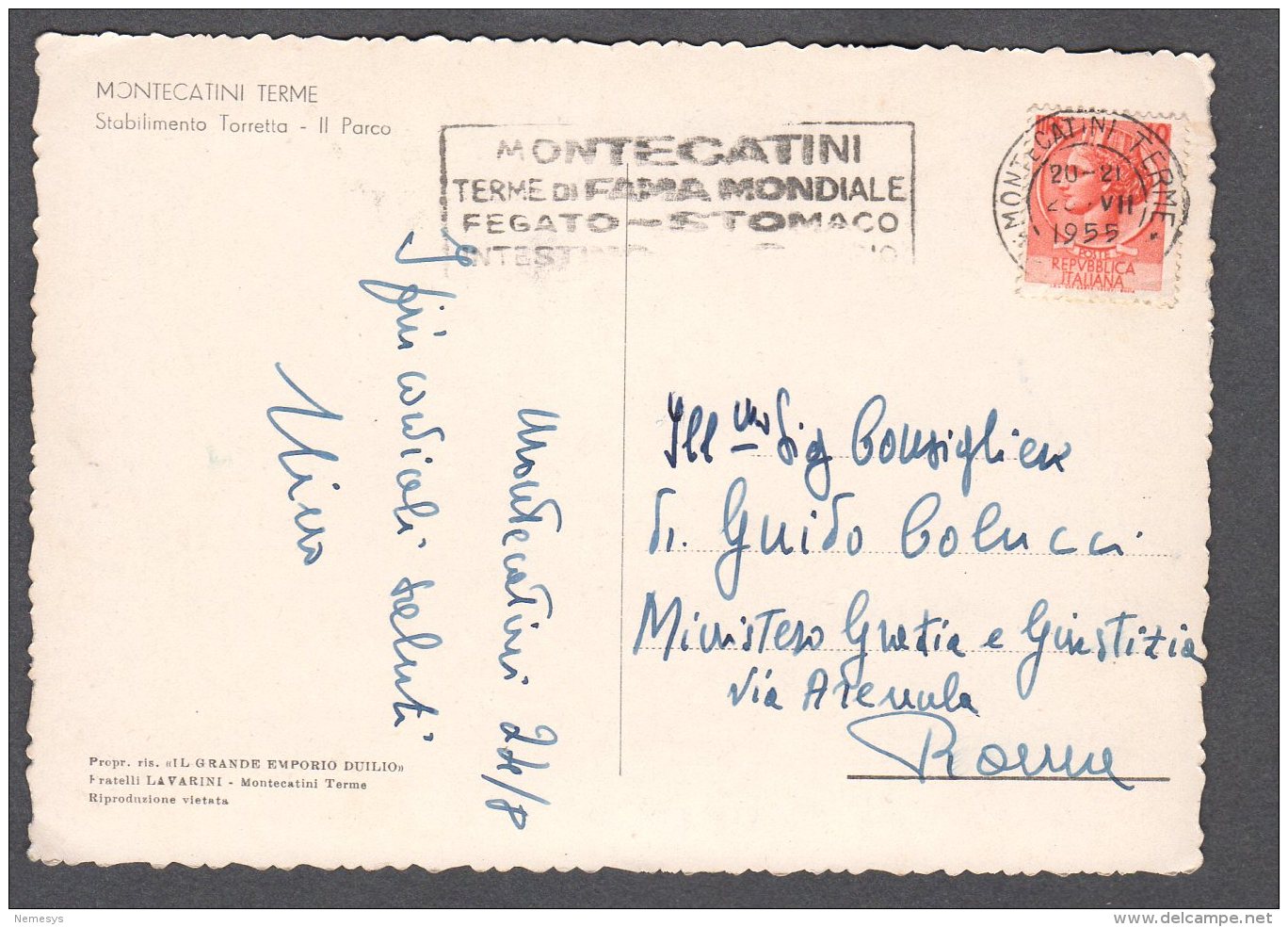 1955 MONTECATINI STABILIMENTO TORRETTA SPA FG V  SEE 2 SCANS TARGHETTA TERME - Altri & Non Classificati