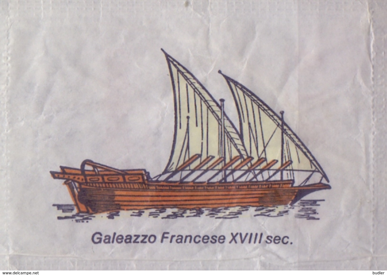 ITALIA : Suikerzakje/Sachet De Sucre/Sugar Package : SCHIP,NAVIRE,SHIP,SCHIFF, ## GALEAZZO FRANCESE XVIII Sec. ## - Sucres