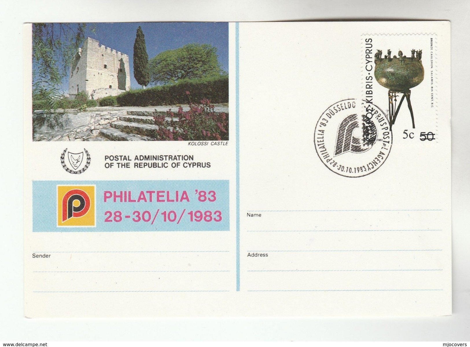 1983 CYPRUS  POST AT  DUSSELDORF PHILATELIA EXHIBITION EVENT CARD  Stamps Cover Germany - Covers & Documents