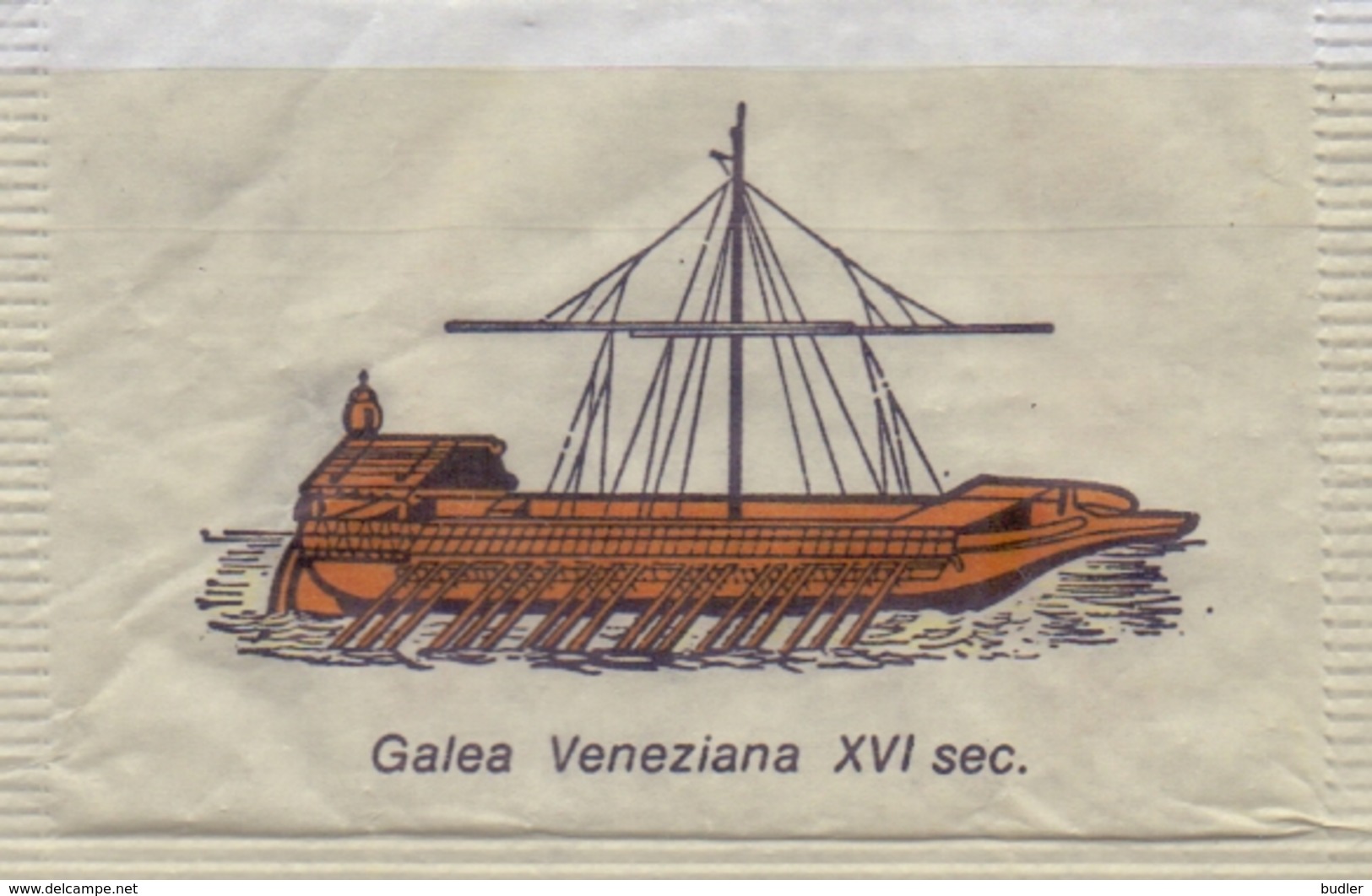 ITALIA : Suikerzakje/Sachet De Sucre/Sugar Package : SCHIP,NAVIRE,SHIP,SCHIFF, ## GALEA VENEZIANA XVI Sec. ## - Sucres