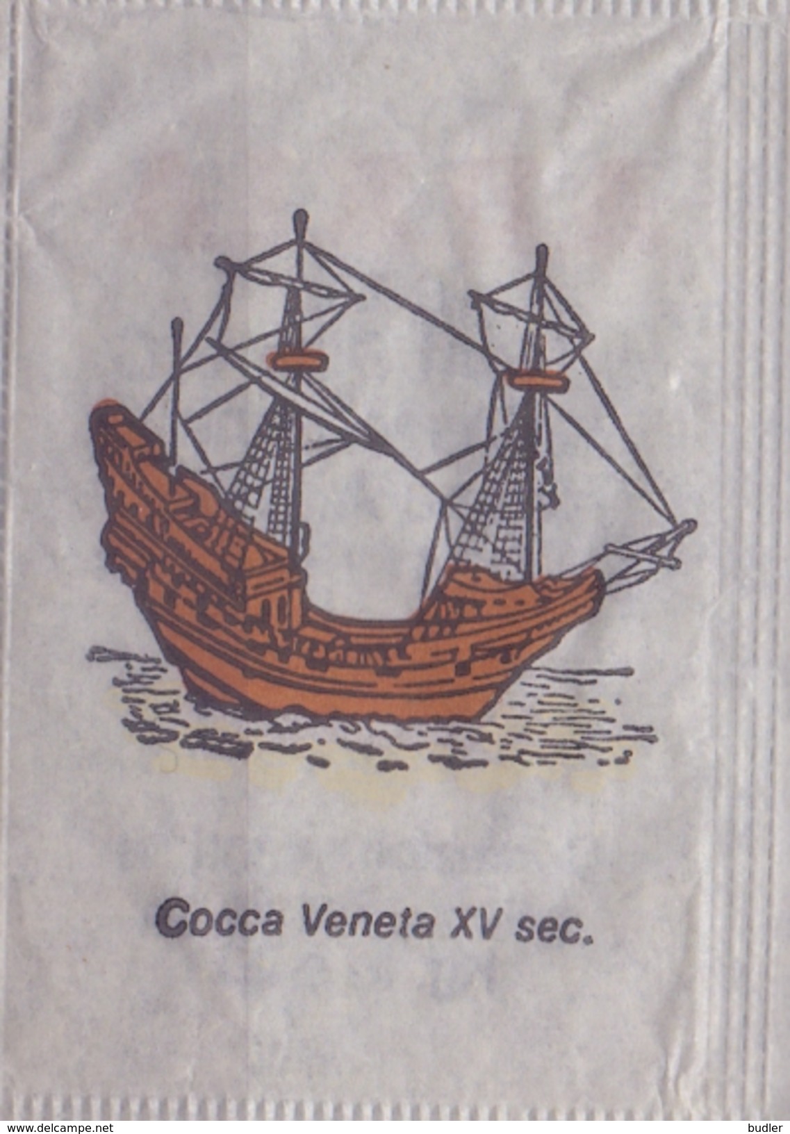 ITALIA : Suikerzakje/Sachet De Sucre/Sugar Package : SCHIP,NAVIRE,SHIP,SCHIFF, ## COCCA VENETA  XV Sec. ## - Sucres