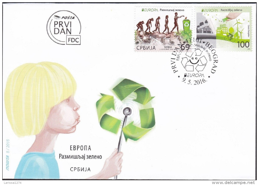 SERBIA 2016 Europa Think Green Set FDC - 2016
