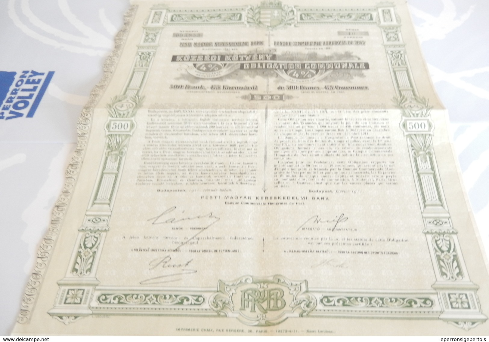 Obligation Ancienne - Banque Commerciale Hongroise De Pest - Titre De 1911 - Banque & Assurance
