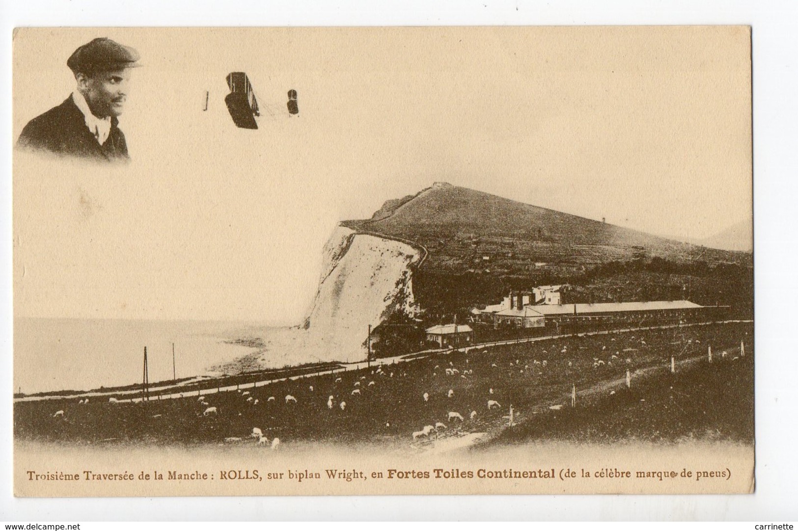 AVIATION - ROLLS Sur Biplan Wright, En Fortes Toiles Continental (Pneus) - Aviateurs