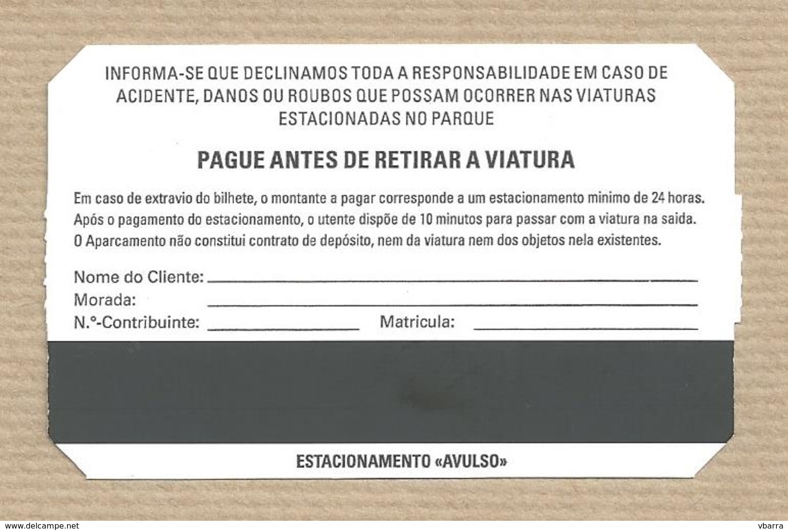 Parking Ticket Bragaparques Coimbra Portugal Billet De Stationnement Ticket De Aparcamiento Bilhete De Estacioamento - Otros & Sin Clasificación