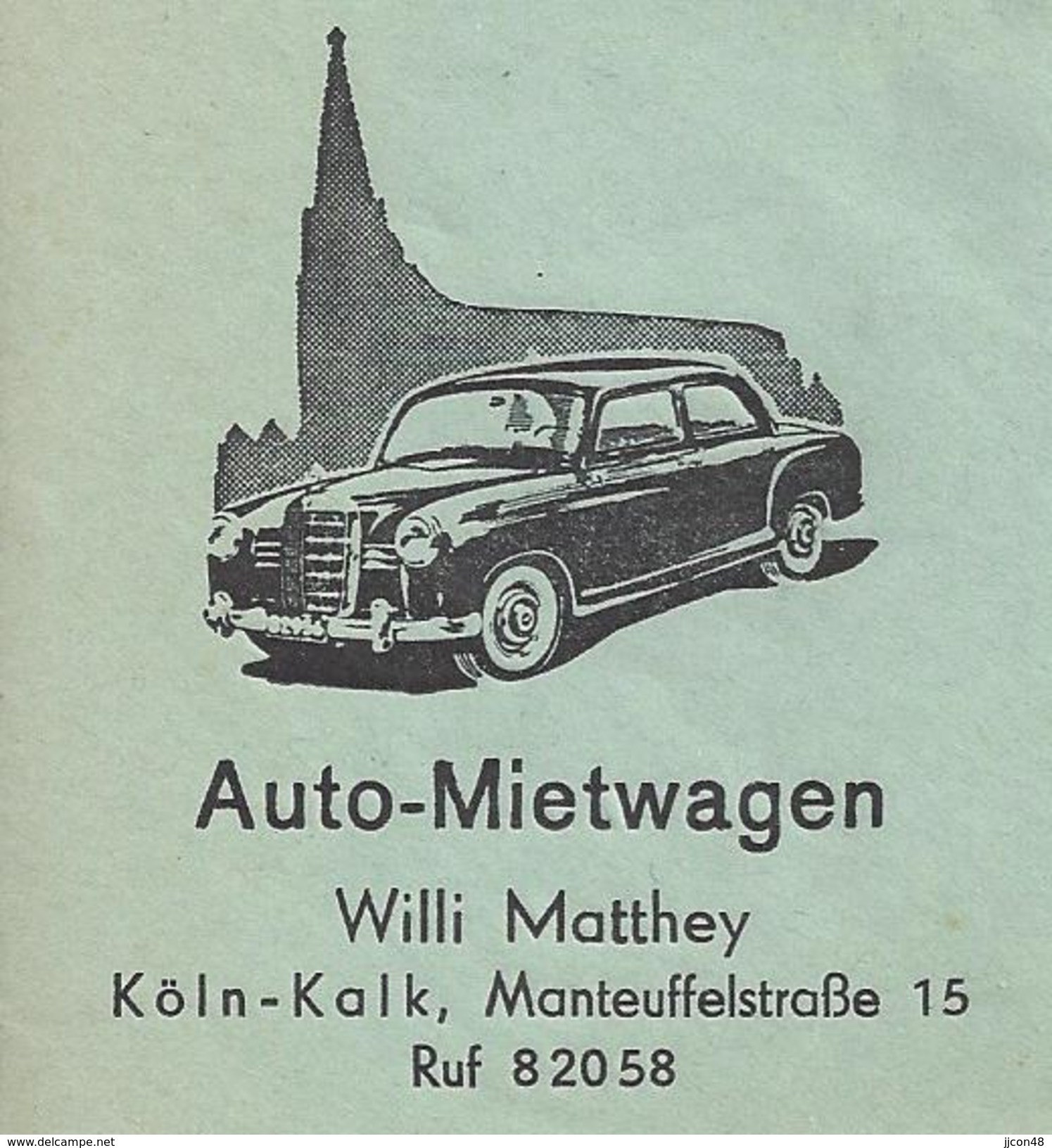 Germany (BRD) 1960 Koln 11.2.60 Mi.303 (Auto-Mietwagen Willi Matthey) - Briefe U. Dokumente