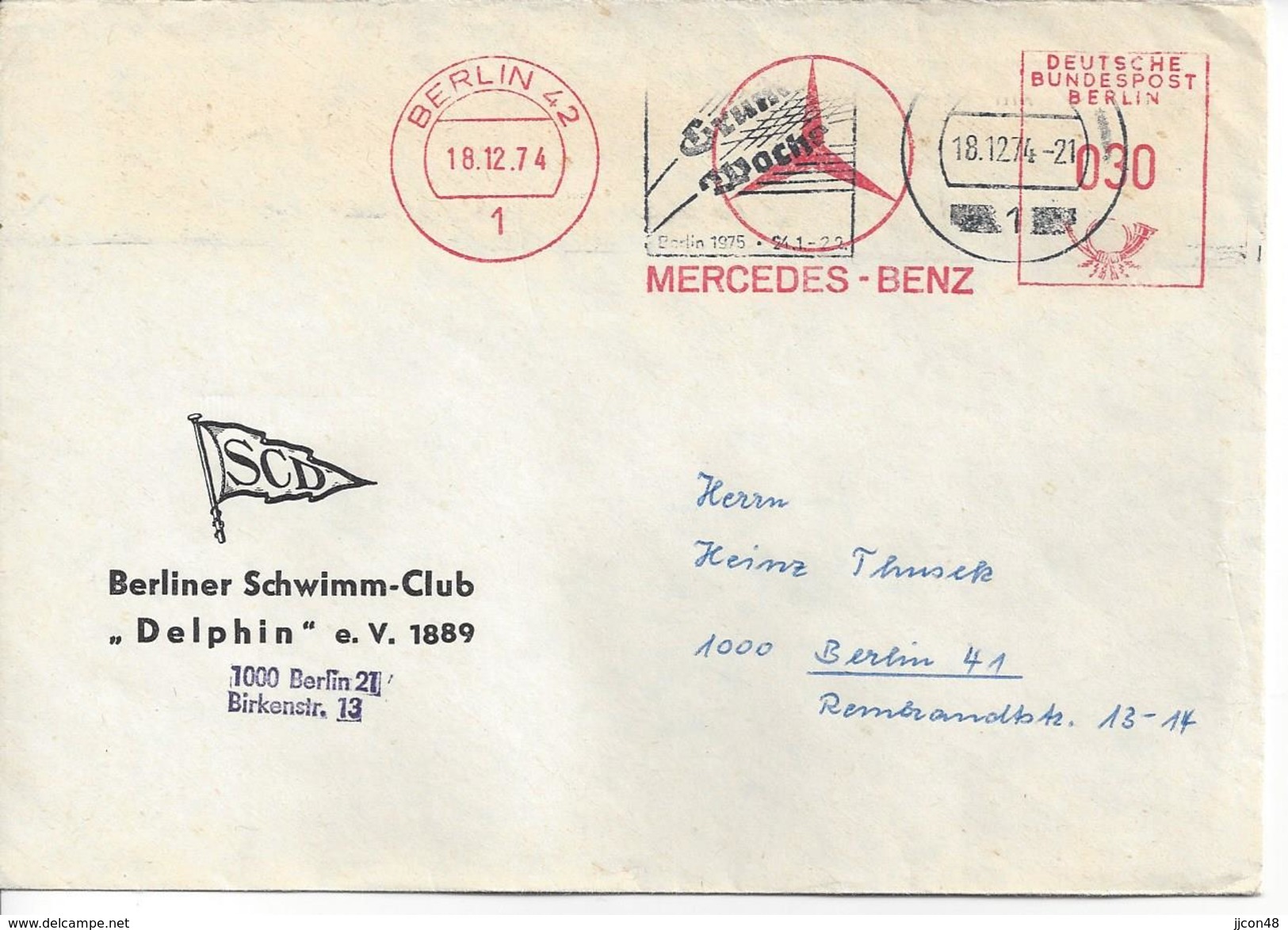 Germany (Berlin) 1974  Berlin 18.12.74 (Mercedes-Benz) See Scans - Frankeermachines (EMA)