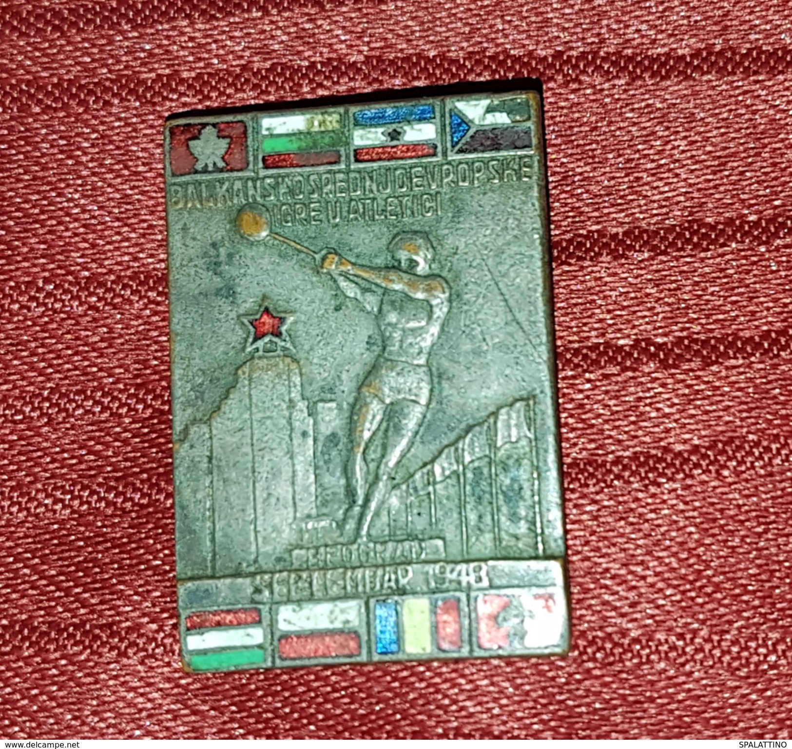 BALKAN CENTRAL EUROPEAN GAMES IN ATHLETICS 1948. VERY RARE ORIGINAL VINTAGE BIG PIN BADGE - Athletics