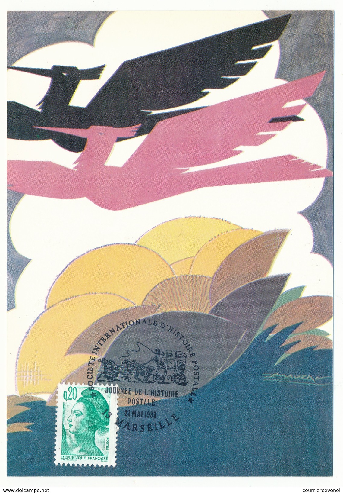 FRANCE => Carte Postale Affiche De Mauzan - Obli Temporaire "Journée De L'histoire Postale" MARSEILLE 21 Mai 1983 - Matasellos Conmemorativos