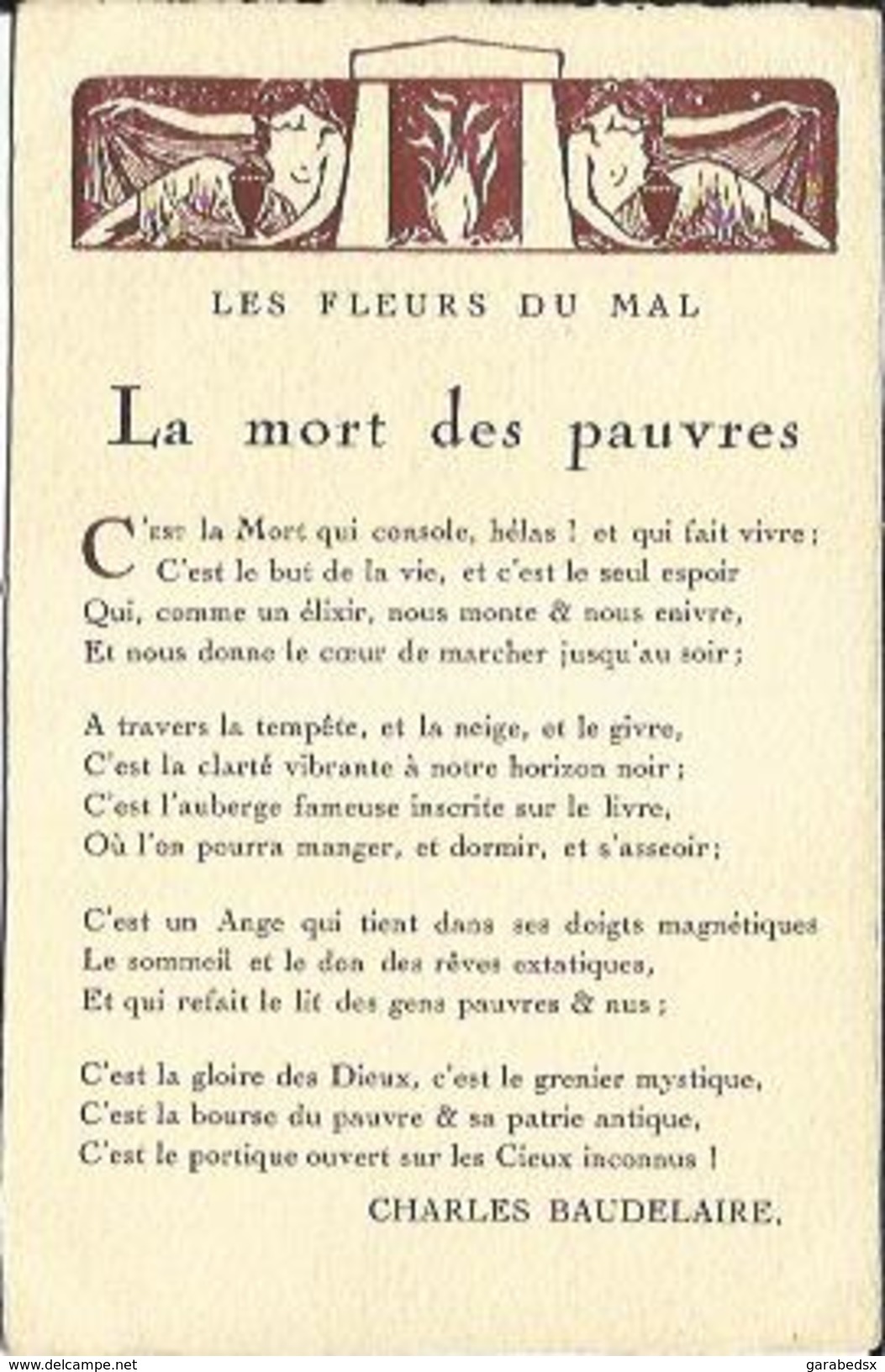 CPA Fantaisie - Poésie De Charles Baudelaire - " Les Fleurs Du Mal " - " La Mort Des Pauvres ". - Autres & Non Classés