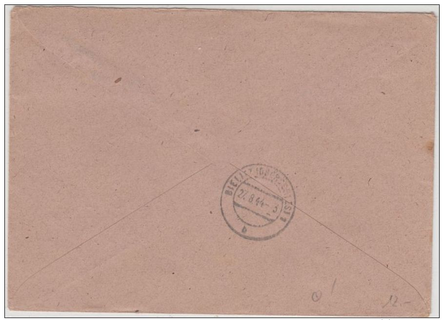 DR - Riegersdorf ü. Bielitz, Poststelle I, Einschreibebrief N. Bielitz 1944 - Briefe U. Dokumente