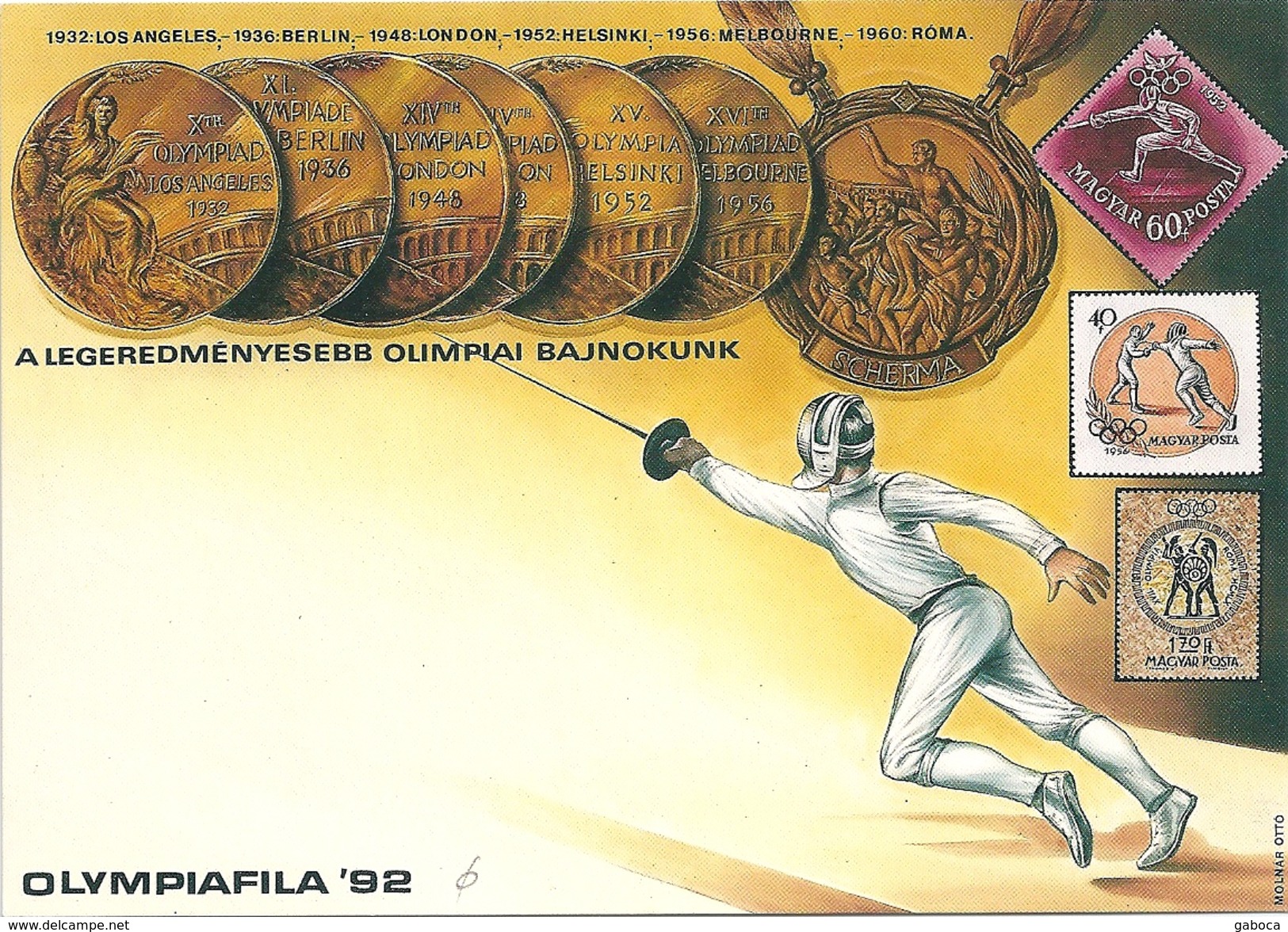 5067 Hungary FDC With SPM Postcard Olympic Champion 1932 1936 1948 1952 1956 Fencing Philately - Sommer 1952: Helsinki