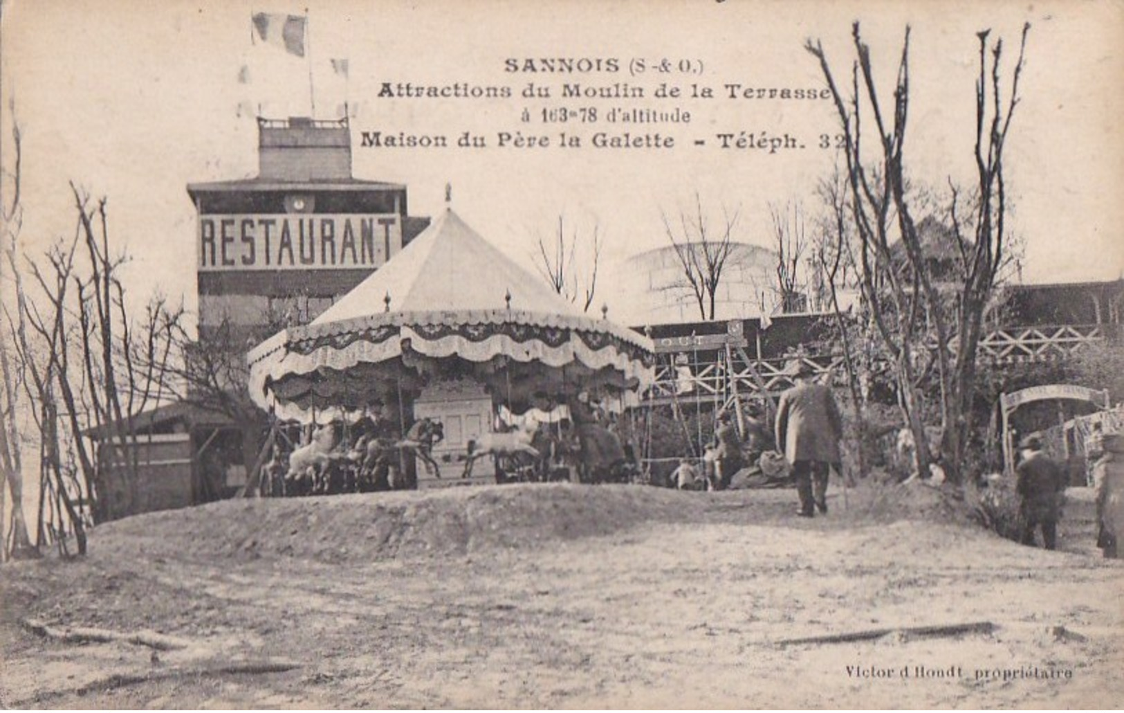 95 SANNOIS  MANEGE  CHEVAUX De BOIS  Attractions MOULIN De La Terrasse Du PERE La GALETTE - Sannois