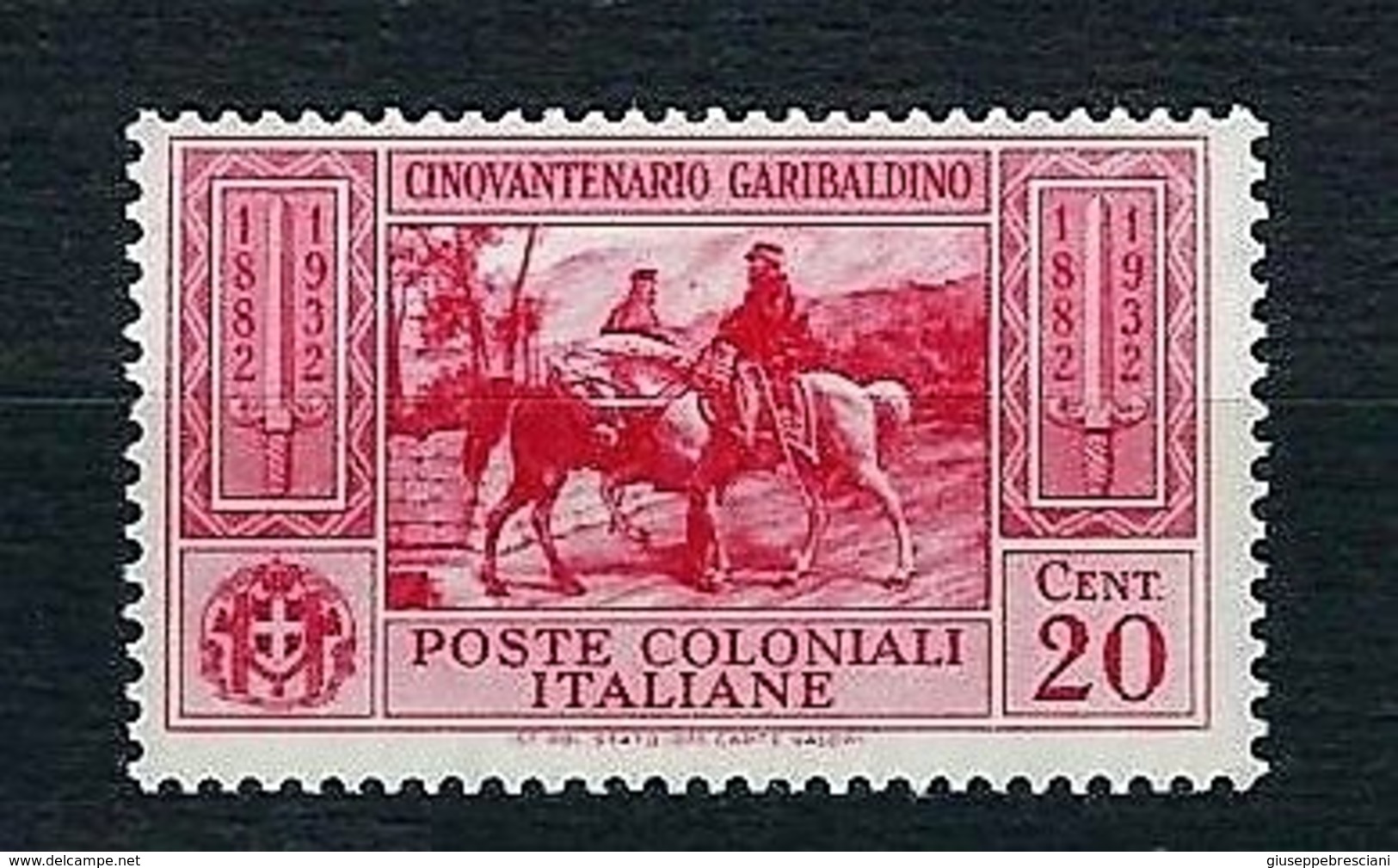 EMISSIONI GENERALI 1932 - Cinquantenario Garibaldino - 20 C. - MH - Sa:IT-GE 2 - Emissioni Generali