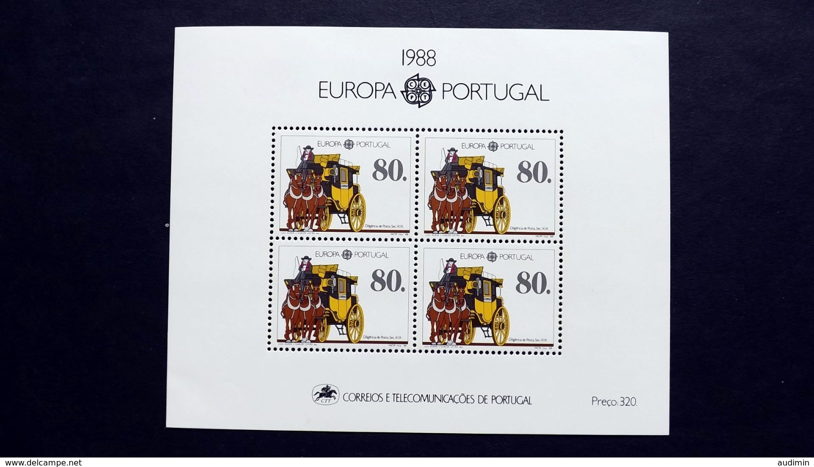 Portugal 1754 B Block 57 **/mnh, EUROPA/CEPT 1988, Postkutsche (19.Jh.) - Blocks & Sheetlets