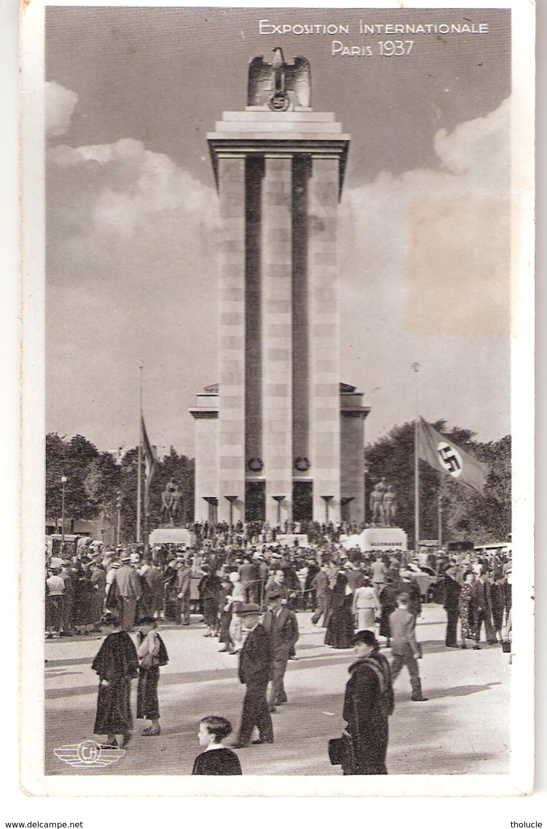 PARIS Exposition Internationale 1937-Pavillon De L'Allemagne Drapeau Croix Gammée Aigle Deutsch Reich Flag- Arch.M.Speer - Expositions