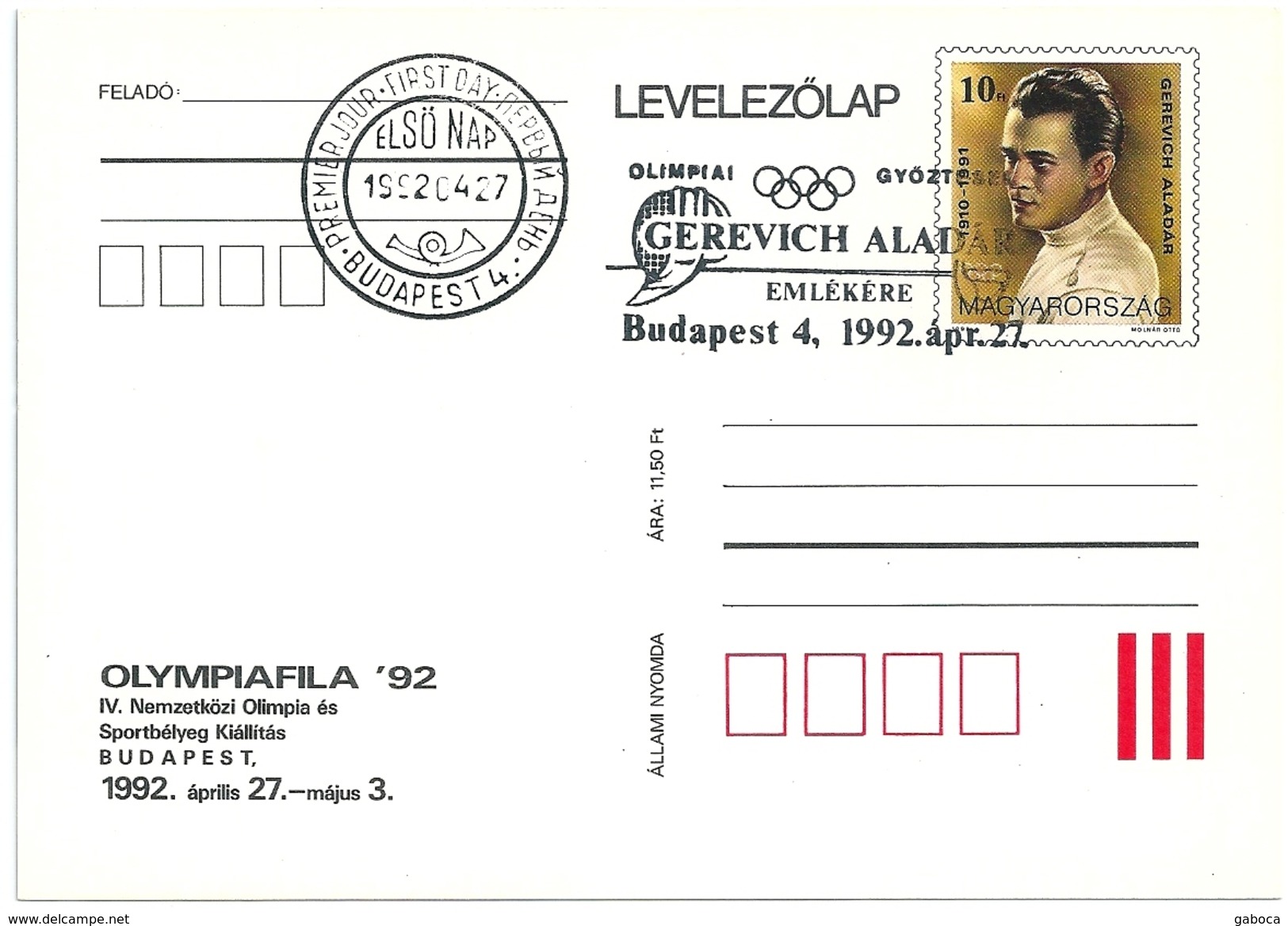 5080 Hungary FDC With SPM Postcard Olympic Champion 1932 1936 1948 1952 1956 1960 Fencing Philately - Summer 1948: London