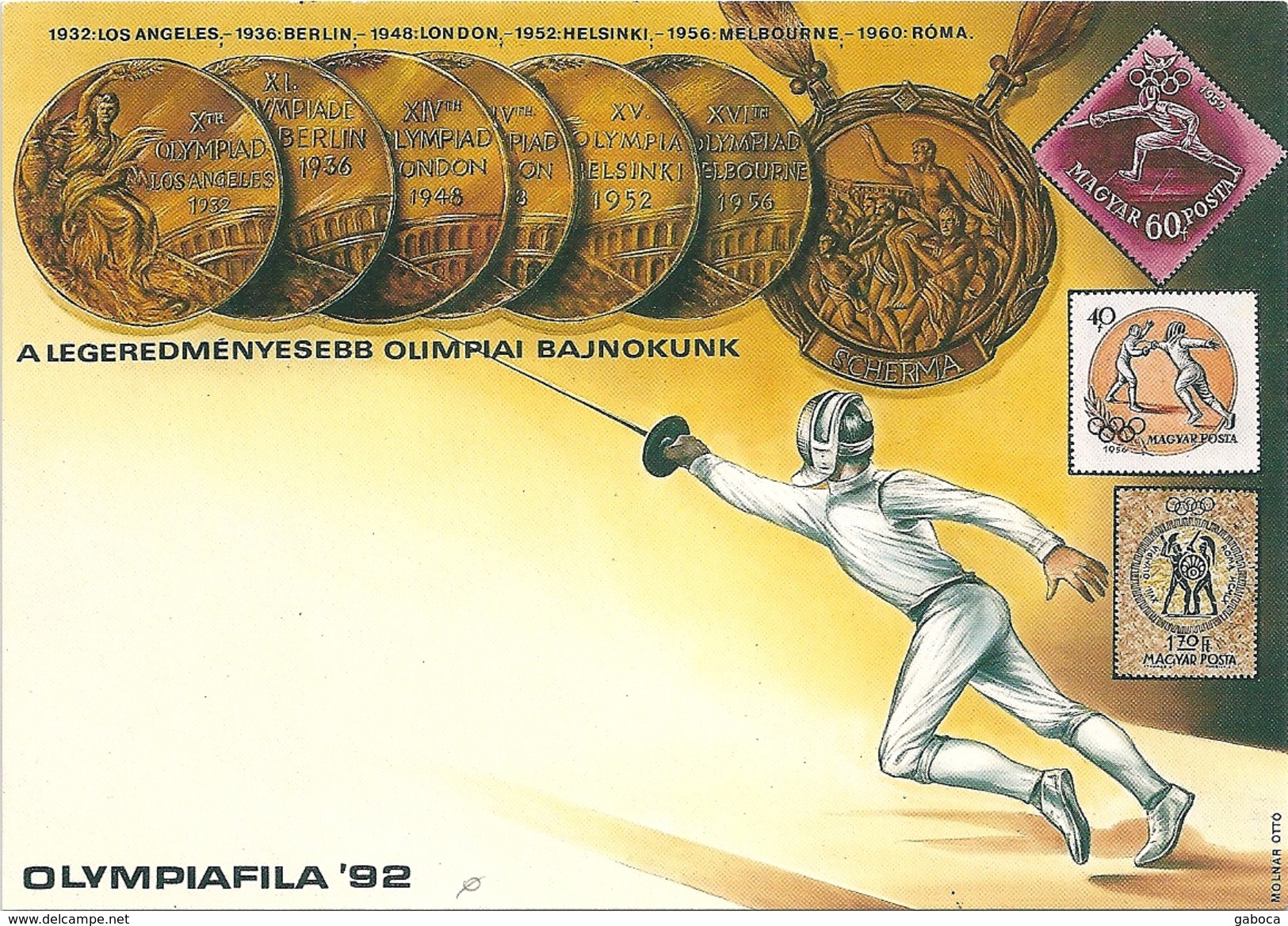 5080 Hungary FDC With SPM Postcard Olympic Champion 1932 1936 1948 1952 1956 1960 Fencing Philately - Sommer 1948: London