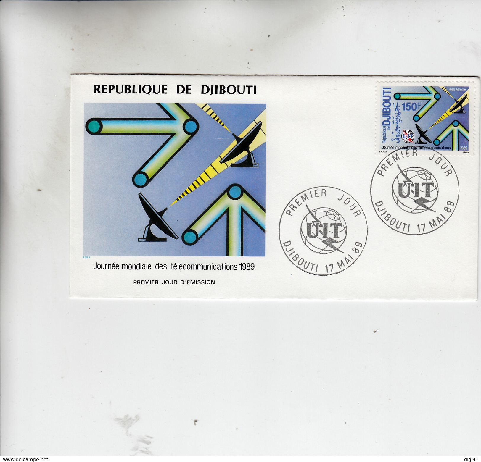 PREMIER JOUR DJIBOUTI JOURNEE MONDIALE DES TELECOMMUNICATIONS 1989 - Yibuti (1977-...)