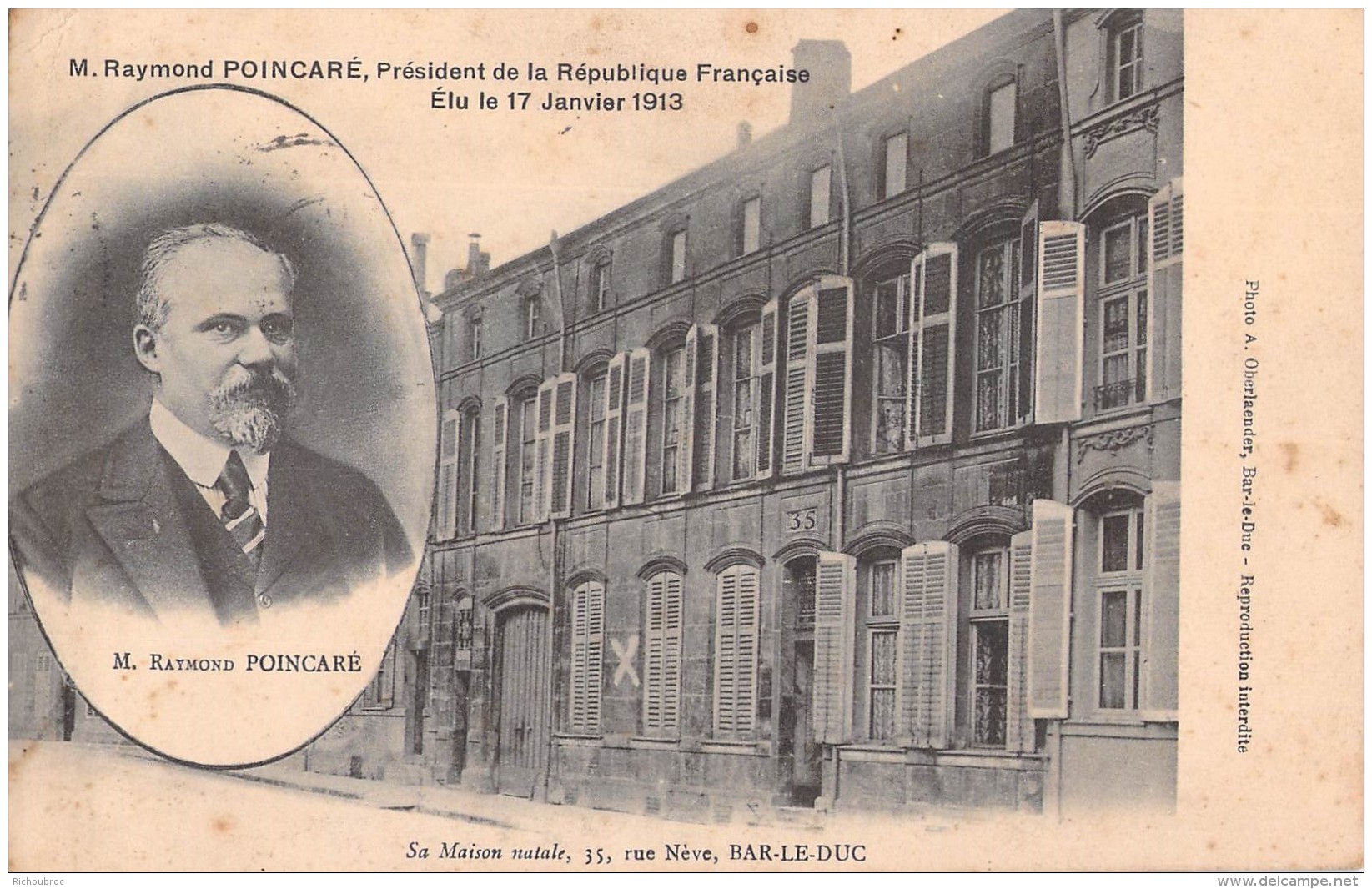 55 BAR LE DUC MAISON NATALE DE RAYMOND POINCARE RUE DE NEVE ET PORTRAIT - Bar Le Duc