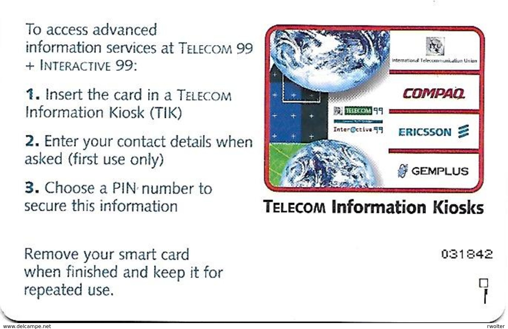 @+ Carte à Puce Gemplus - Telecom 99 Geneva - Cartes De Salon Et Démonstration