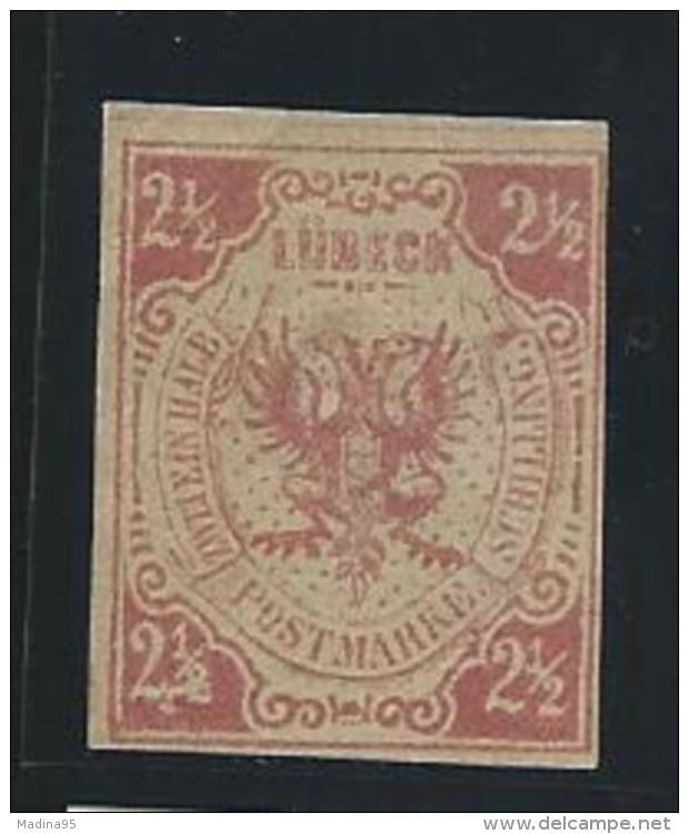 ALLEMAGNE: LUBECK, *, N°4 (réf: Yvert Et Tellier), Réimpression, Aminci, B - Luebeck