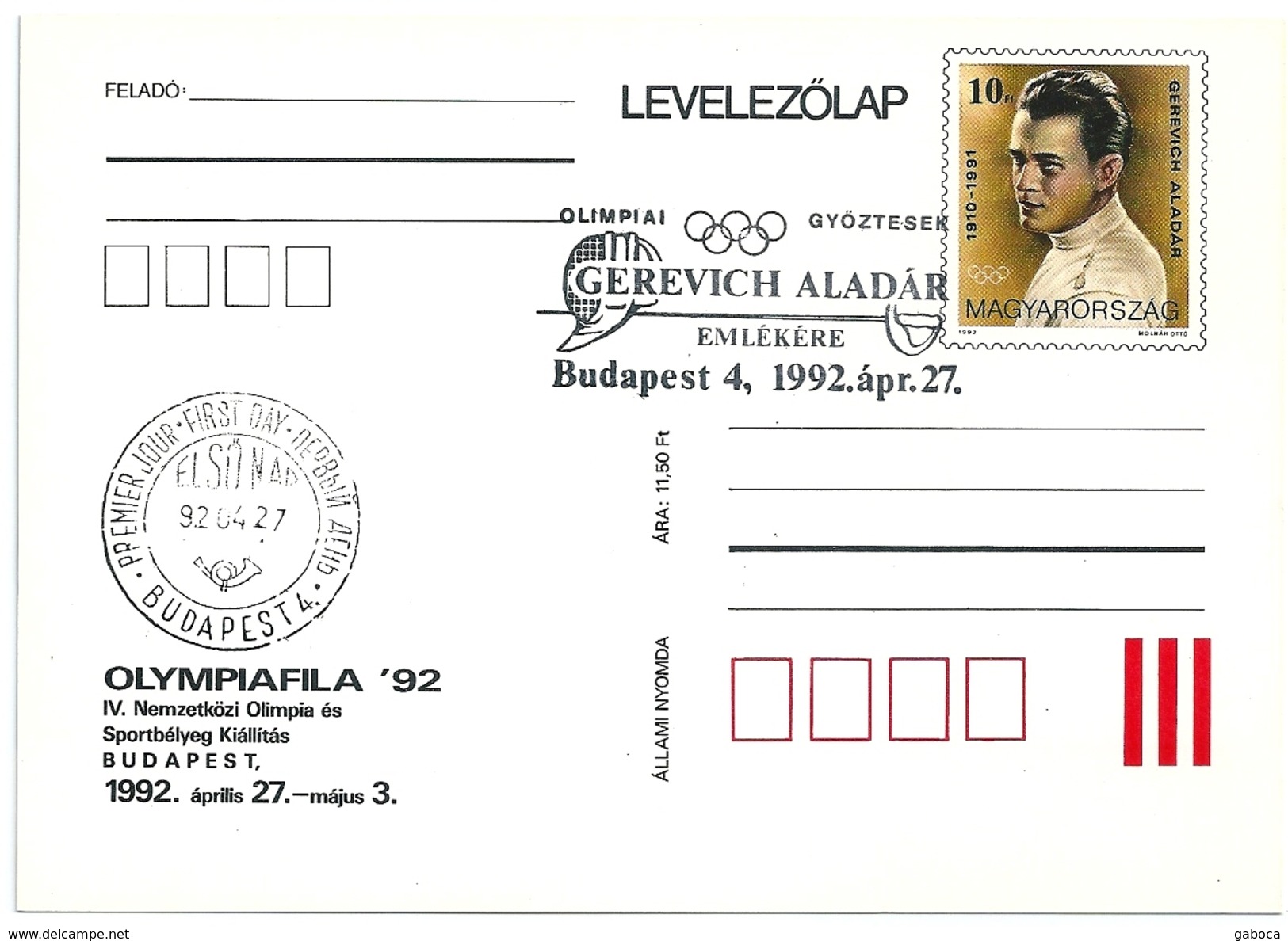 5095 Hungary FDC With SPM Postcard Olympic Champion 1936 1932 1948 1952 1956 1960 Fencing Philately - Sommer 1936: Berlin