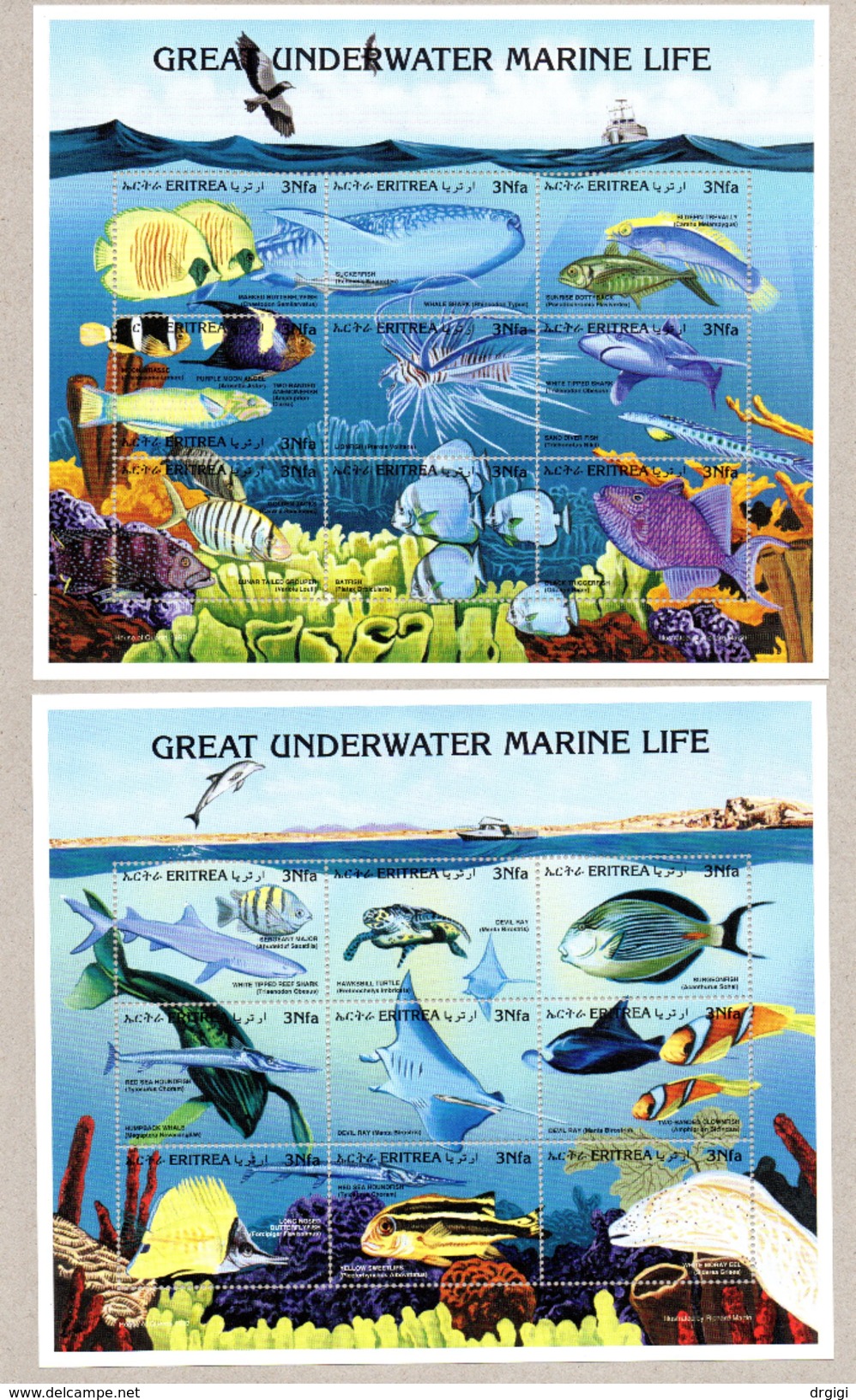 Eritrea 1997 Sc 297 & 298 Marine Life 2 Sheetlet Of 9 MNH** - Erythrée