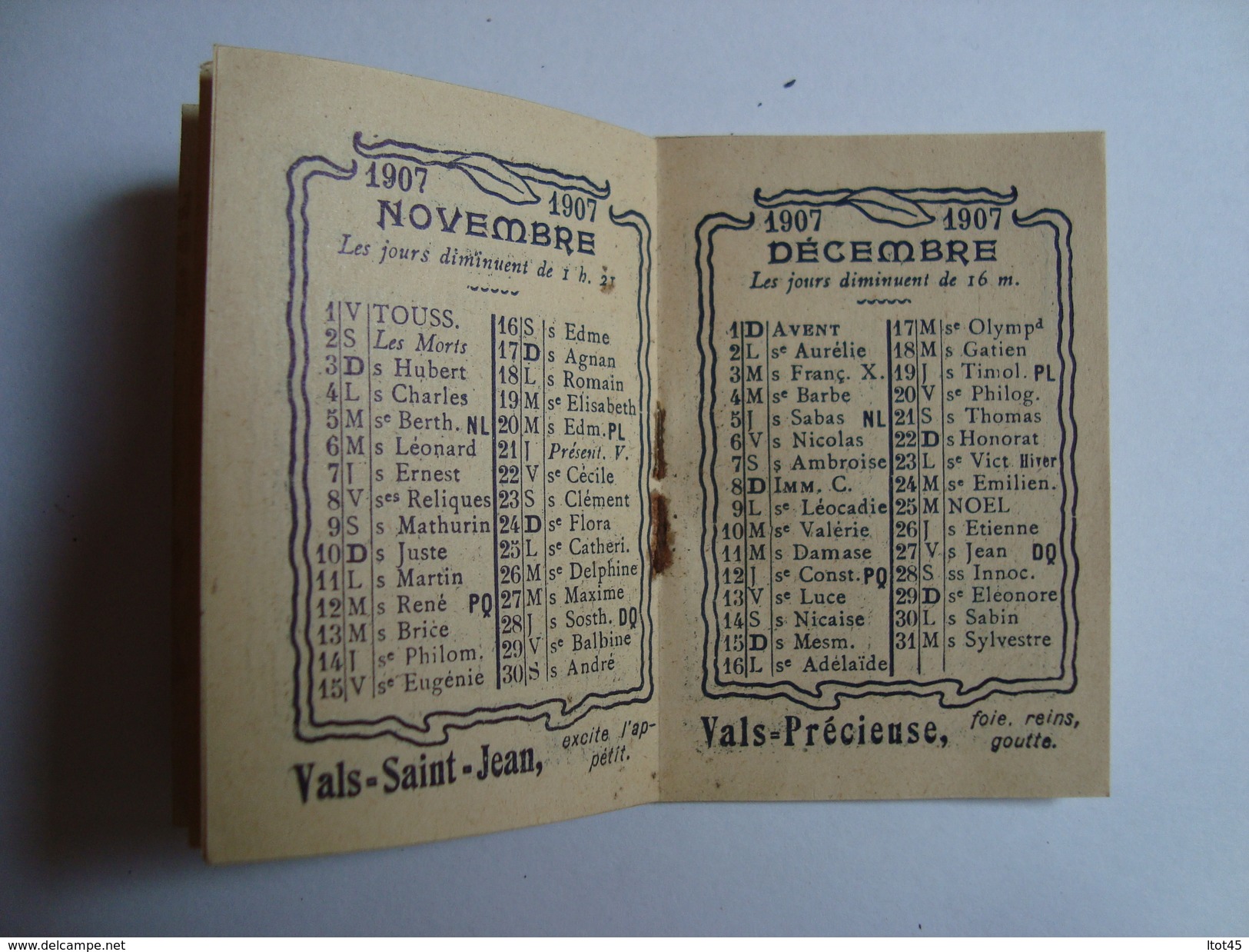 Calendrier 1907 - 1908 PHARMACIE J.RABIN & ROUGEDEMONTANT 24 PLACE DU MARCHE ARPAJON