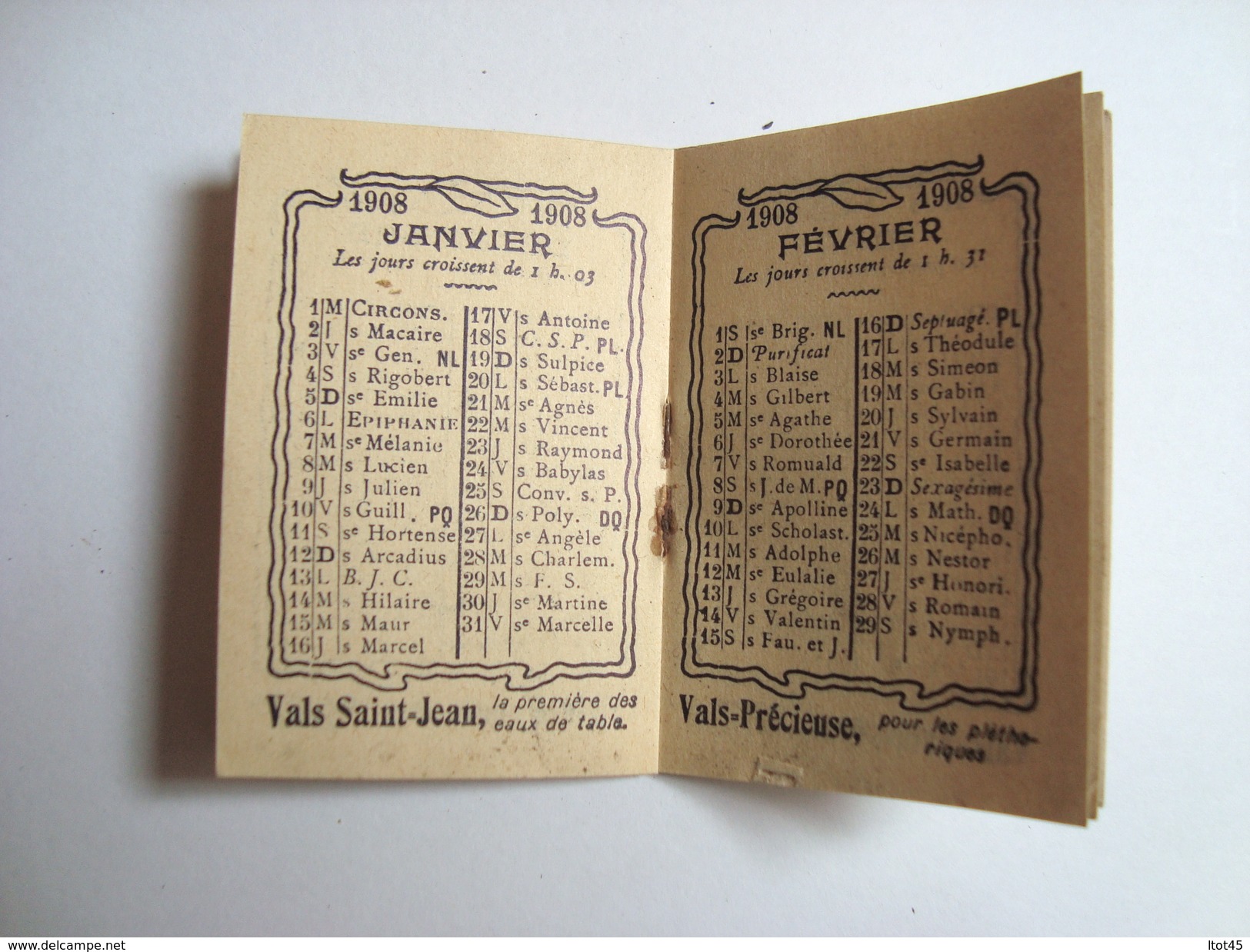 Calendrier 1907 - 1908 PHARMACIE J.RABIN & ROUGEDEMONTANT 24 PLACE DU MARCHE ARPAJON