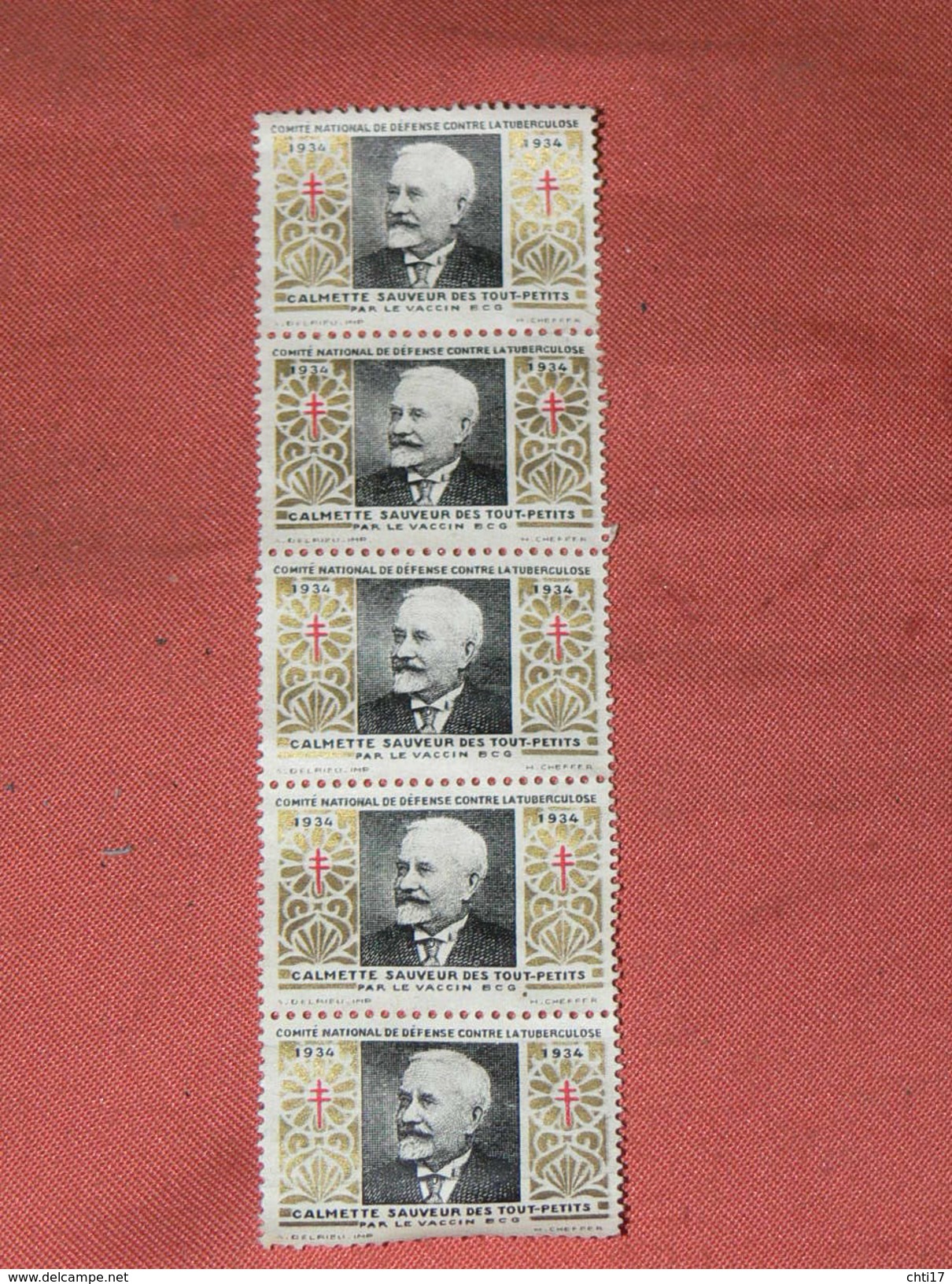 BLOC DENTELE DE 5 TIMBRES NEUFS SANS GOMME / 1943 CONTRE LA TUBERCULOSE / CALMETTE - Neufs