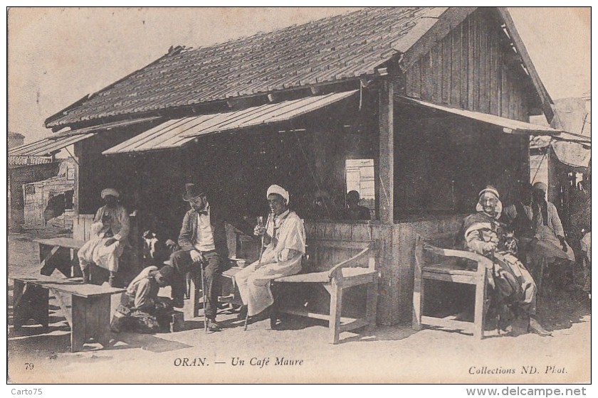 Algérie - Oran - Métiers Cireur Chaussure Café Maure - 1904 - Scènes & Types