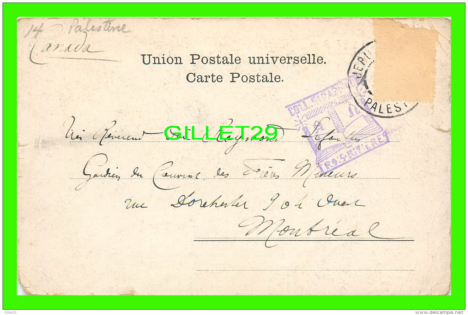 GALILÉE, PALESTINE -  KANA GALILAEAE - CIRCULÉE EN 1907 - DOS NON DIVISÉ - - Palestina